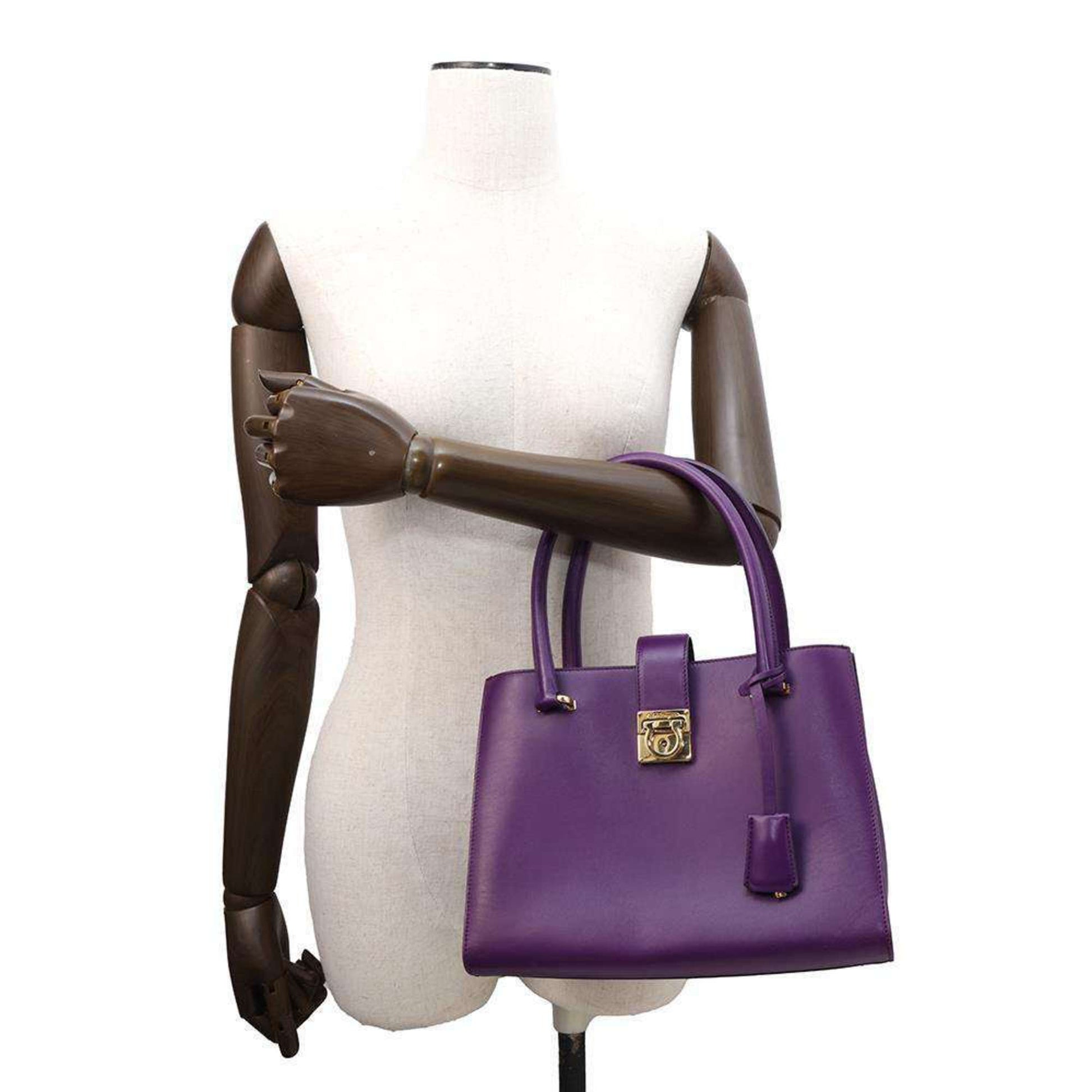 Salvatore Ferragamo Gancini, Purple, Leather, handbag