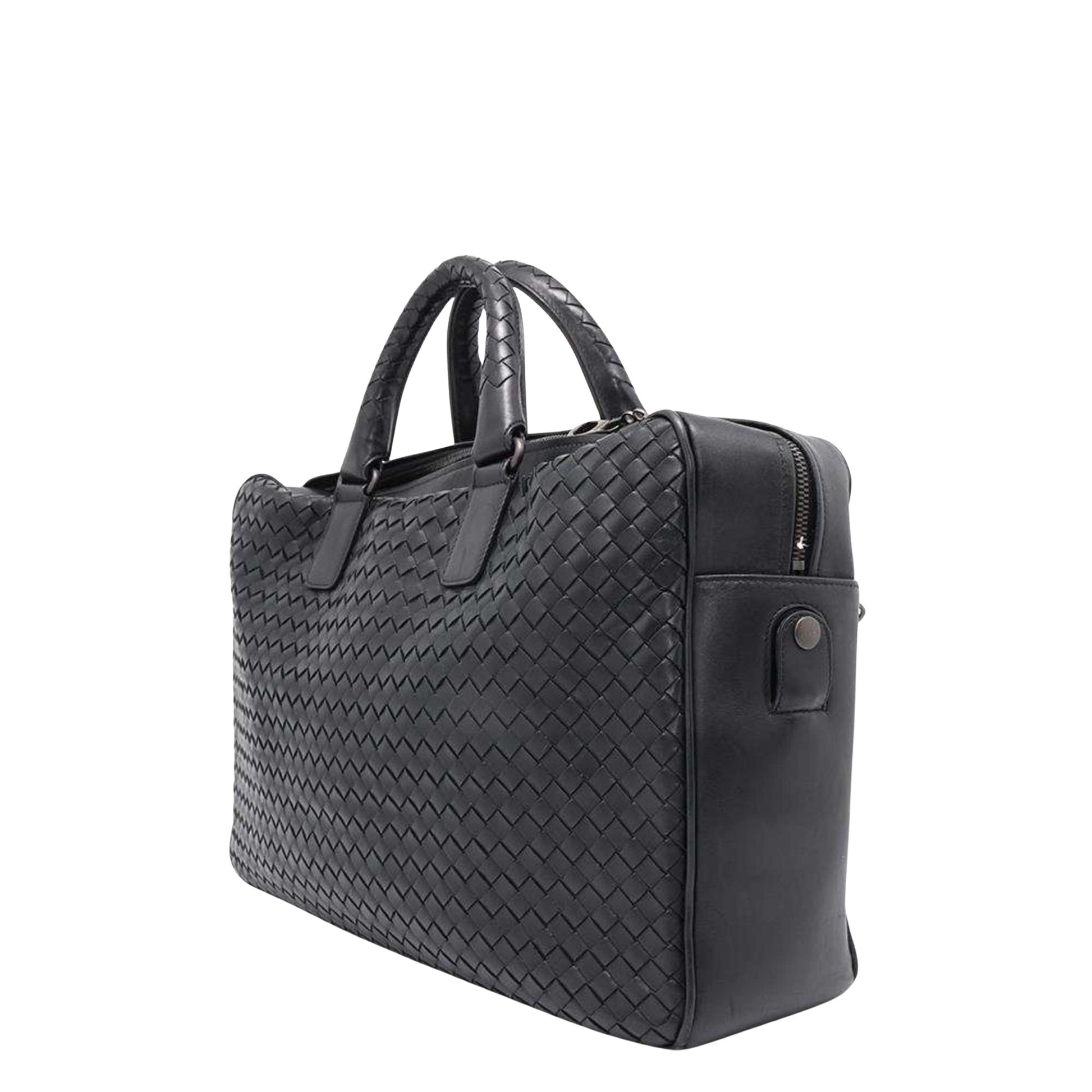 Bottega Veneta Intrecciato, Black, Leather, briefcase