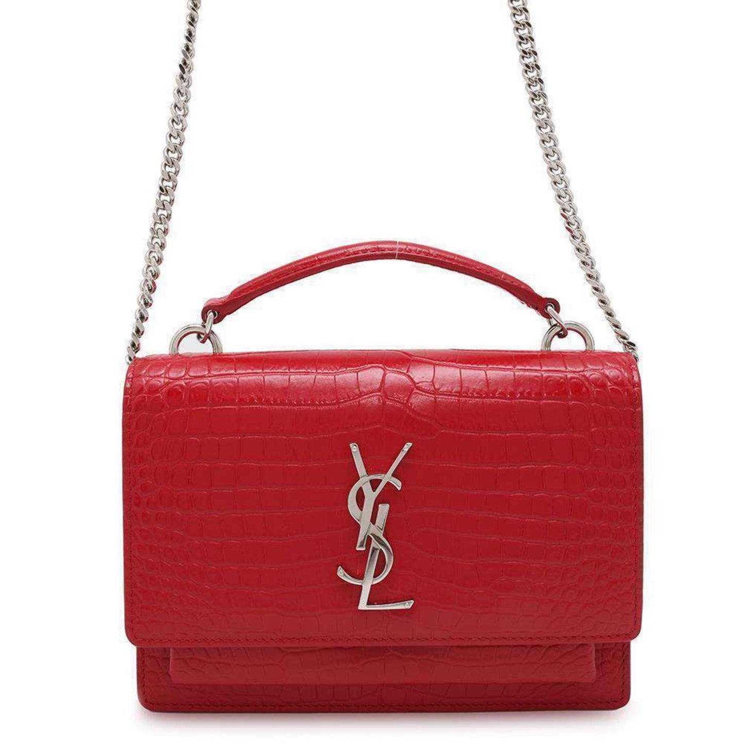 Saint Laurent Sunset, Red, Leather, shoulder