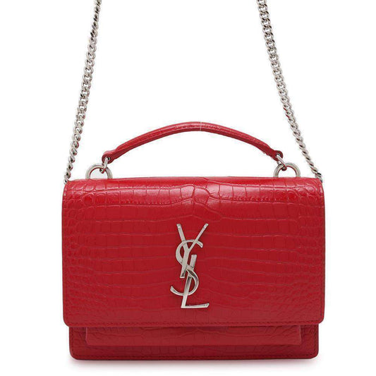 Saint Laurent Sunset, Red, Leather, shoulder