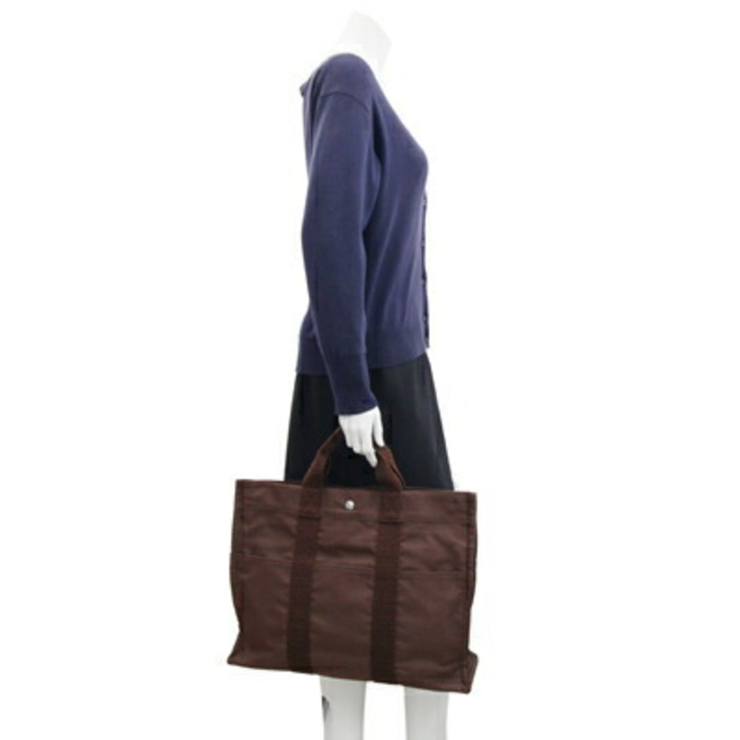 Hermès Herline, Brown, Canvas, tote