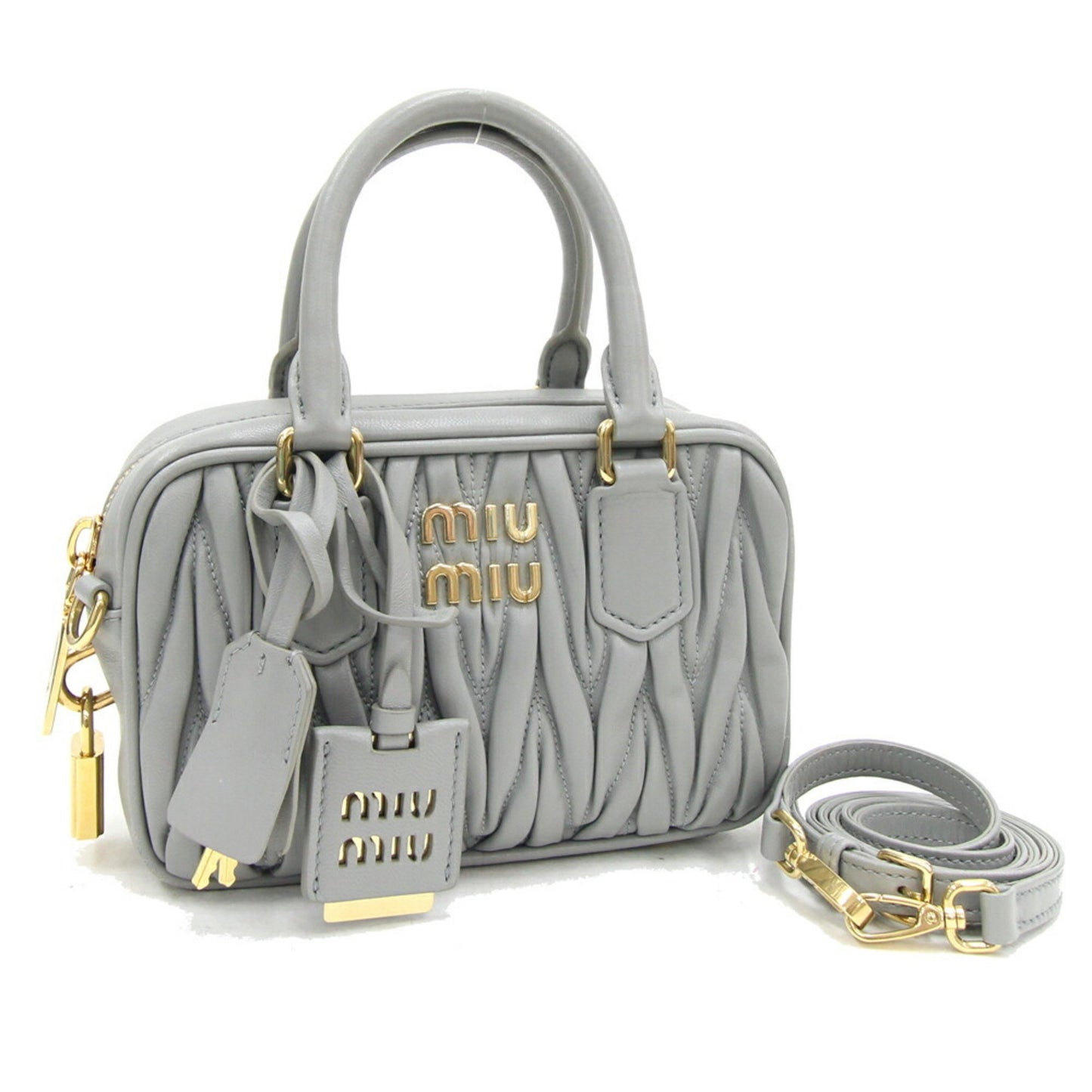 Miu Miu Matelassé, Grey, Leather, handbag