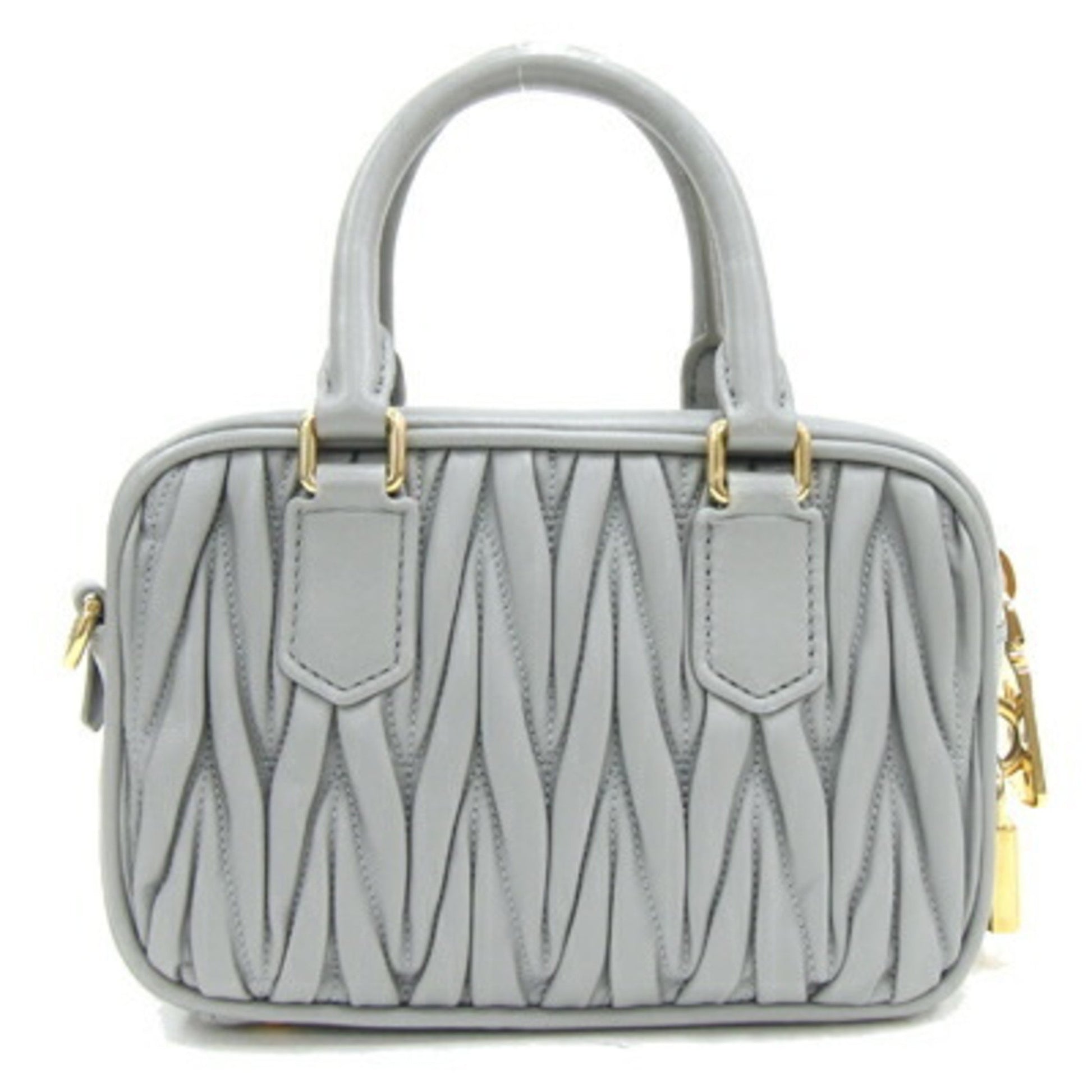 Miu Miu Matelassé, Grey, Leather, handbag