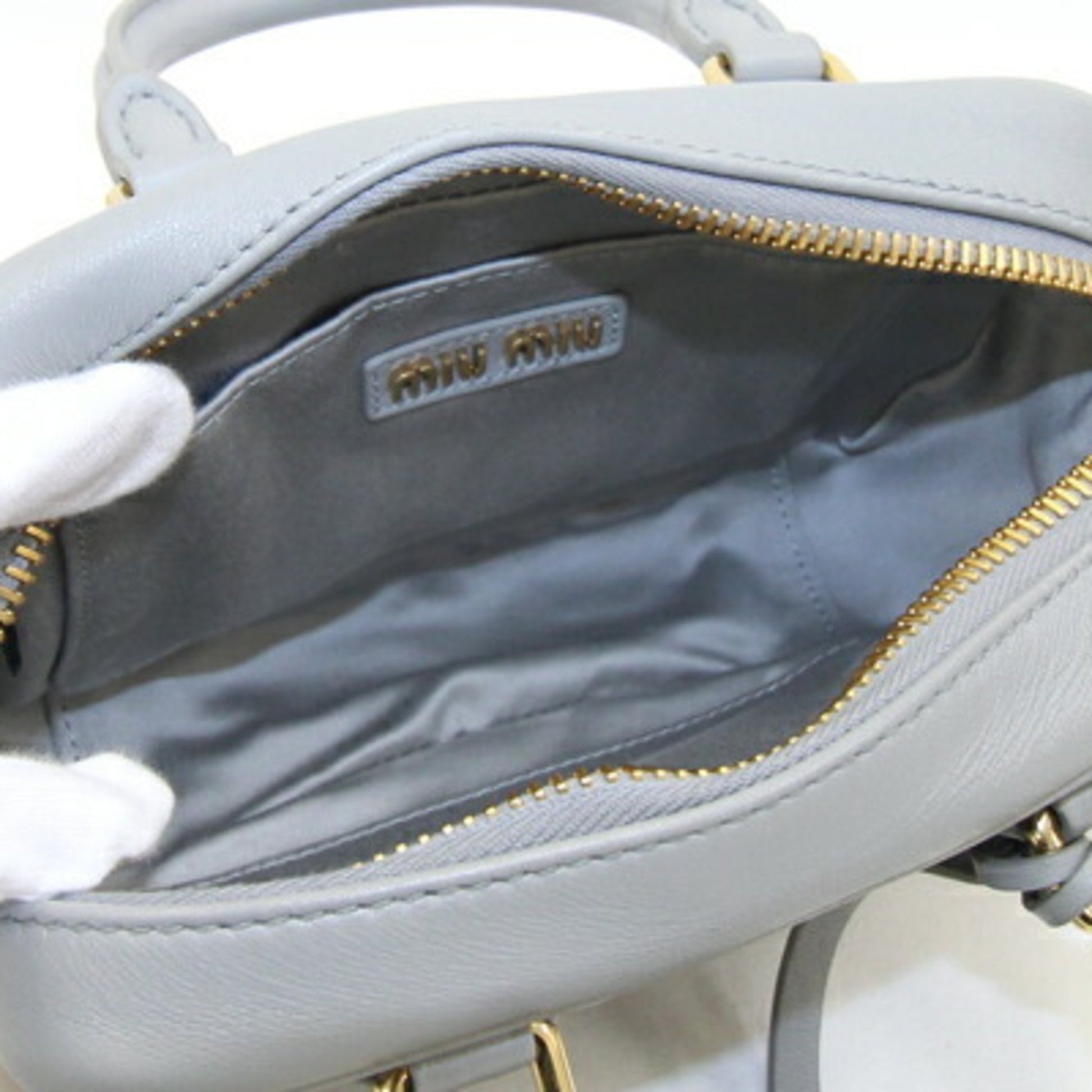 Miu Miu Matelassé, Grey, Leather, handbag