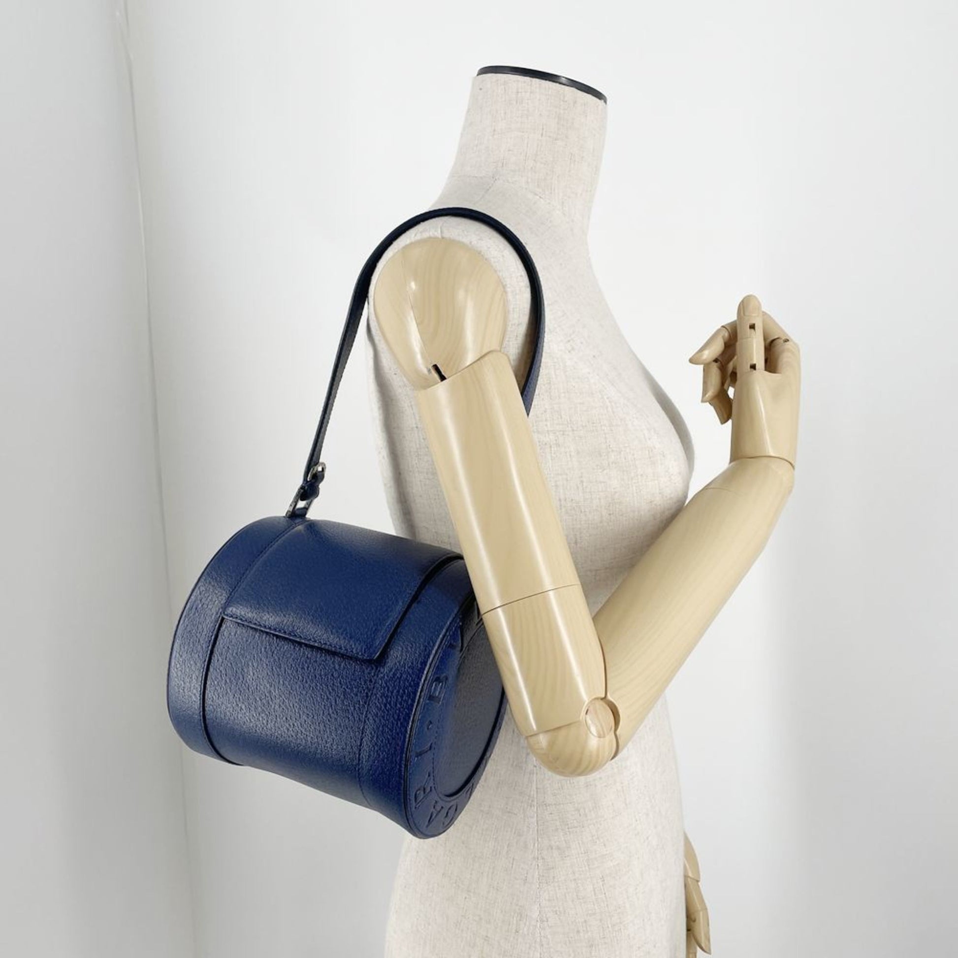 Bulgari, Blue, Leather, shoulder