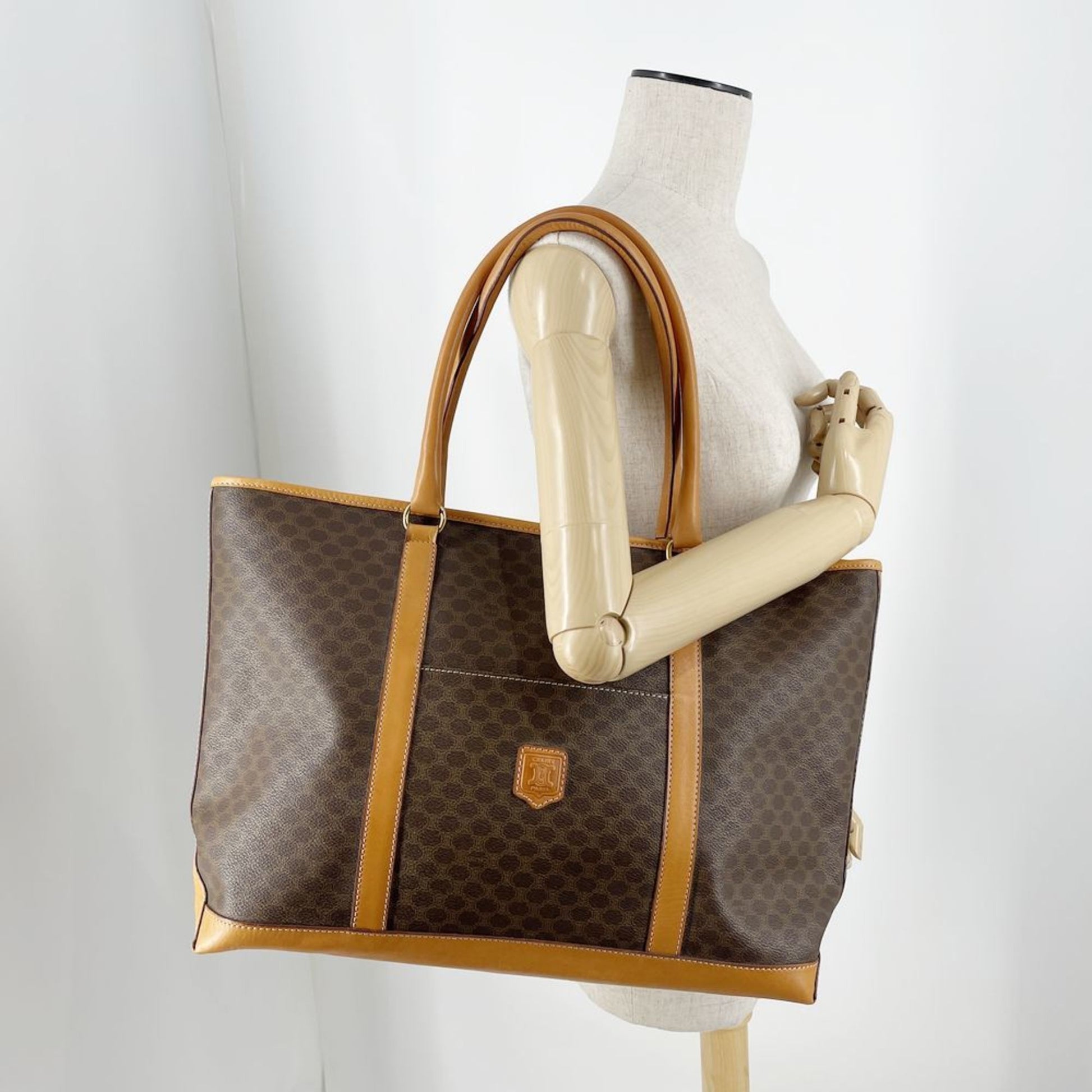 Céline Macadam, Brown, Canvas, tote