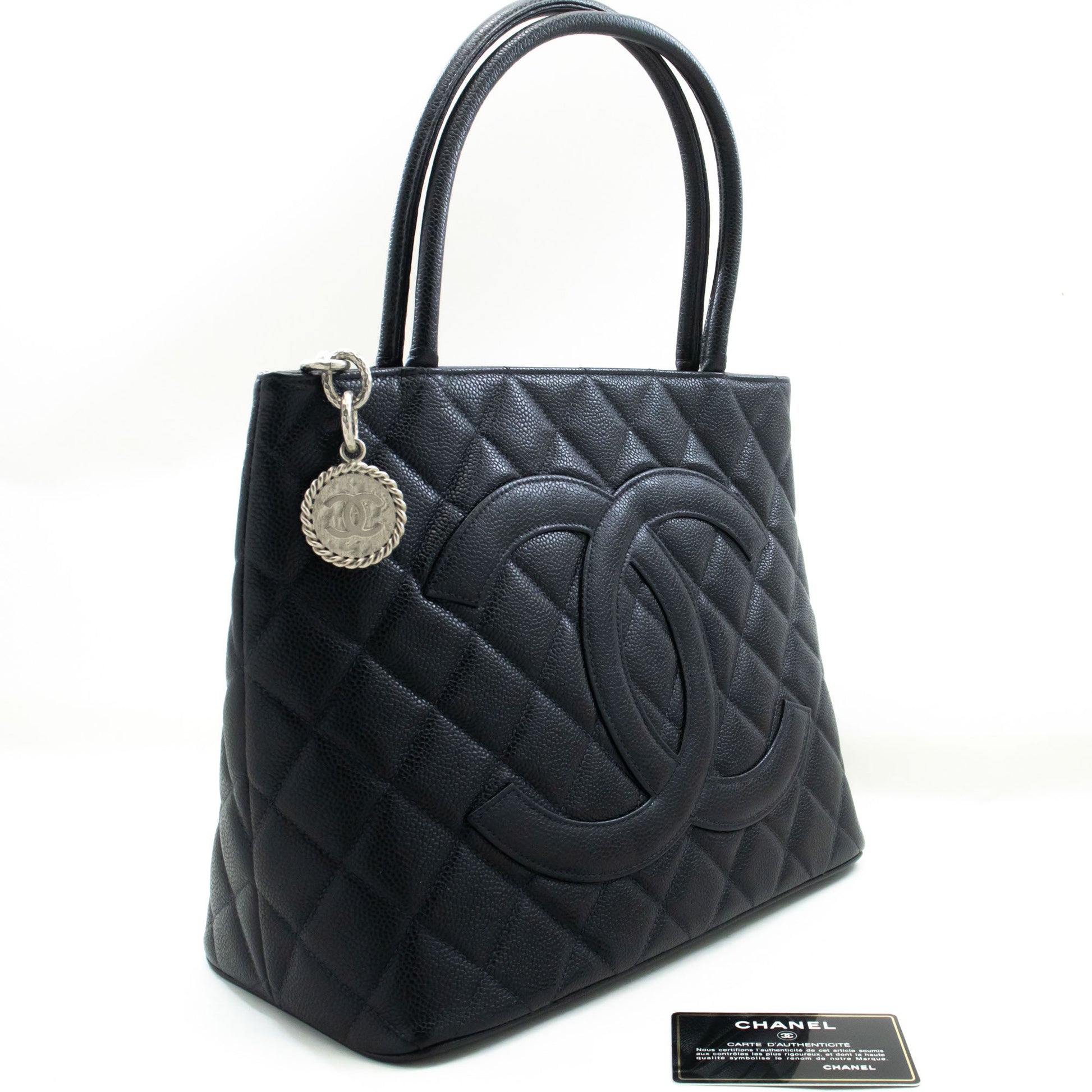 Chanel Medaillon, Black, Leather, tote