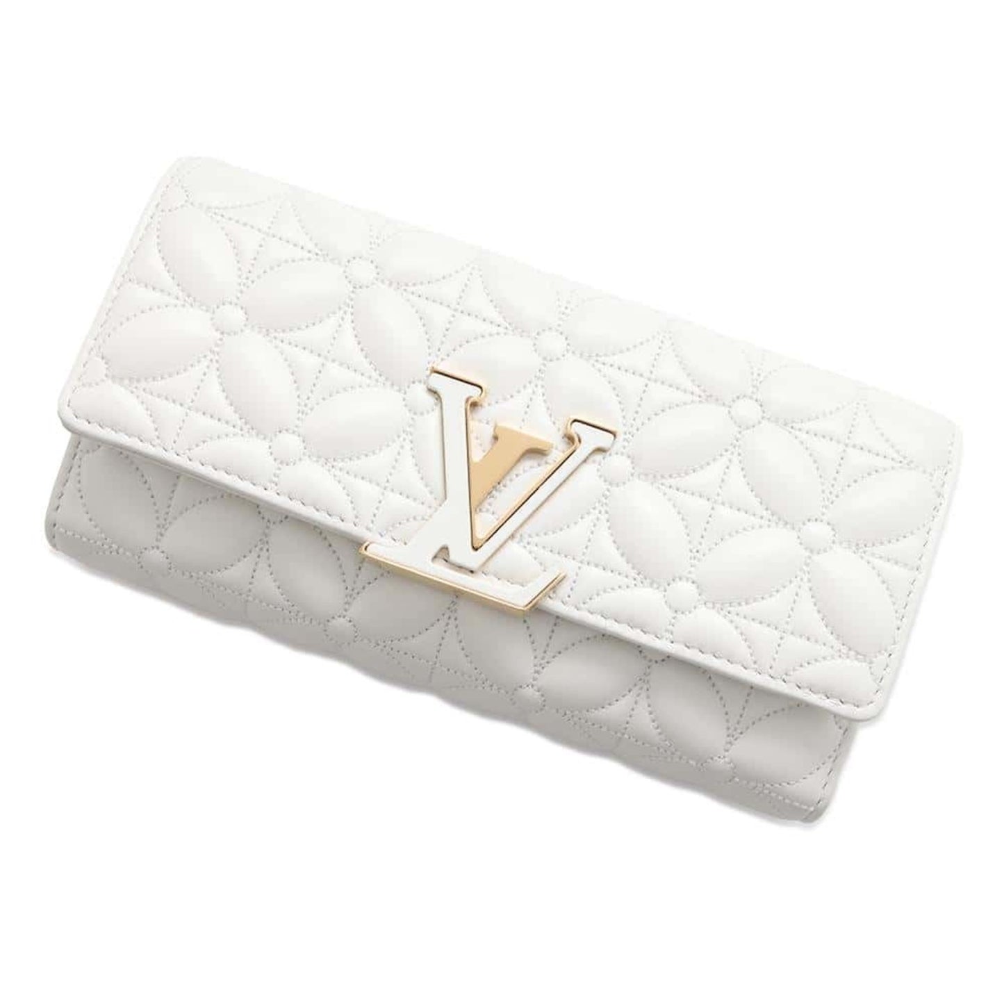 Louis Vuitton Capucines, White, Leather, wallet