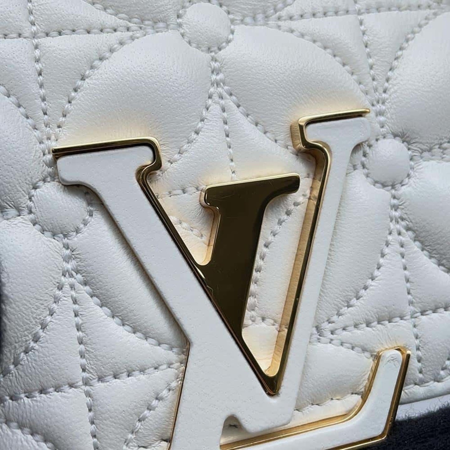 Louis Vuitton Capucines, White, Leather, wallet