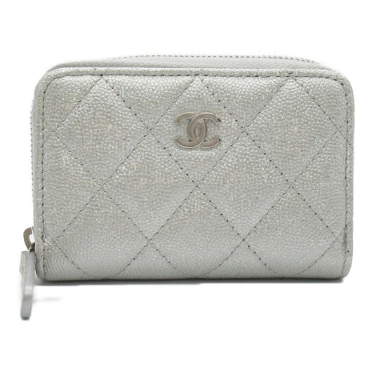 Chanel -, Silver, Leather, wallet