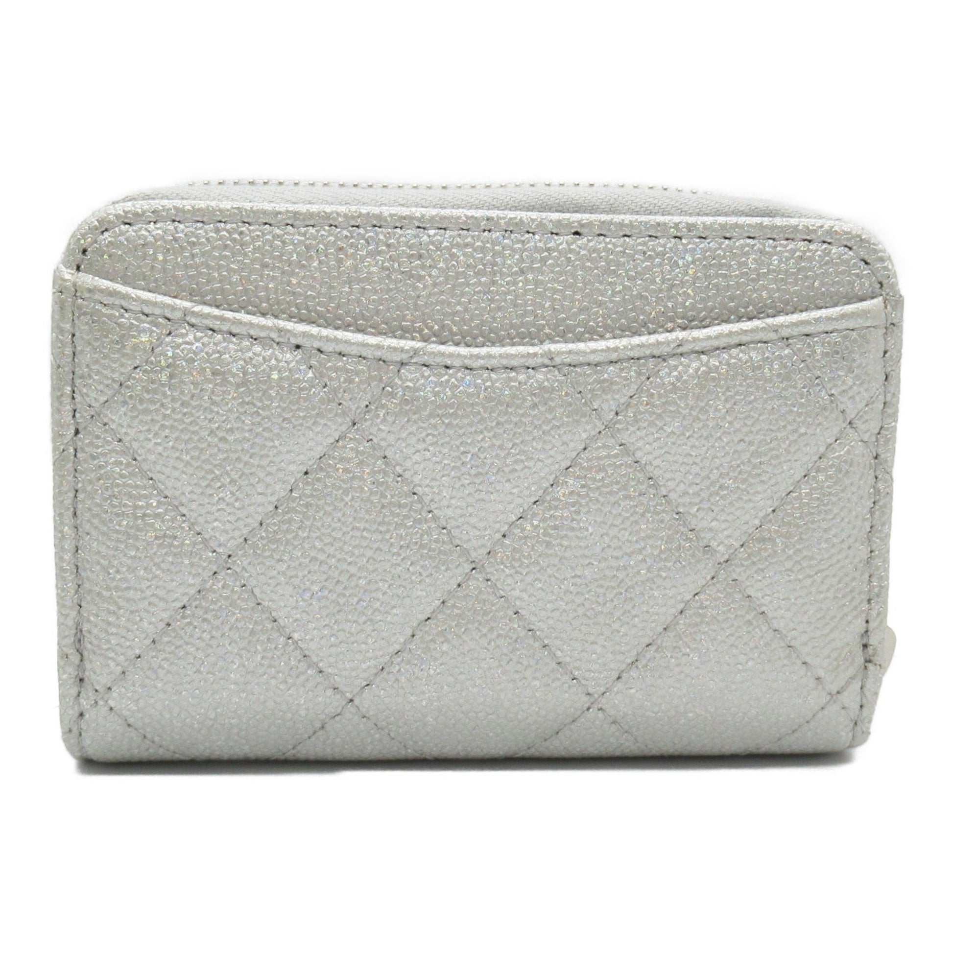 Chanel -, Silver, Leather, wallet