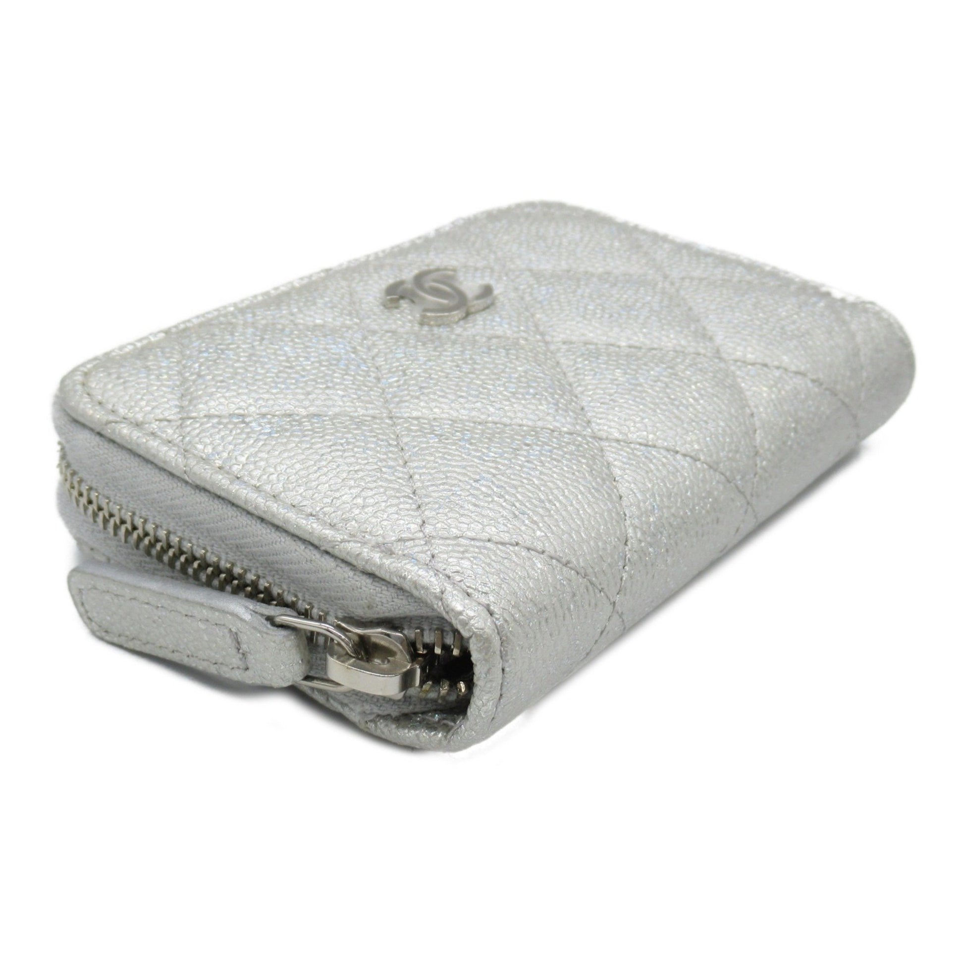 Chanel -, Silver, Leather, wallet