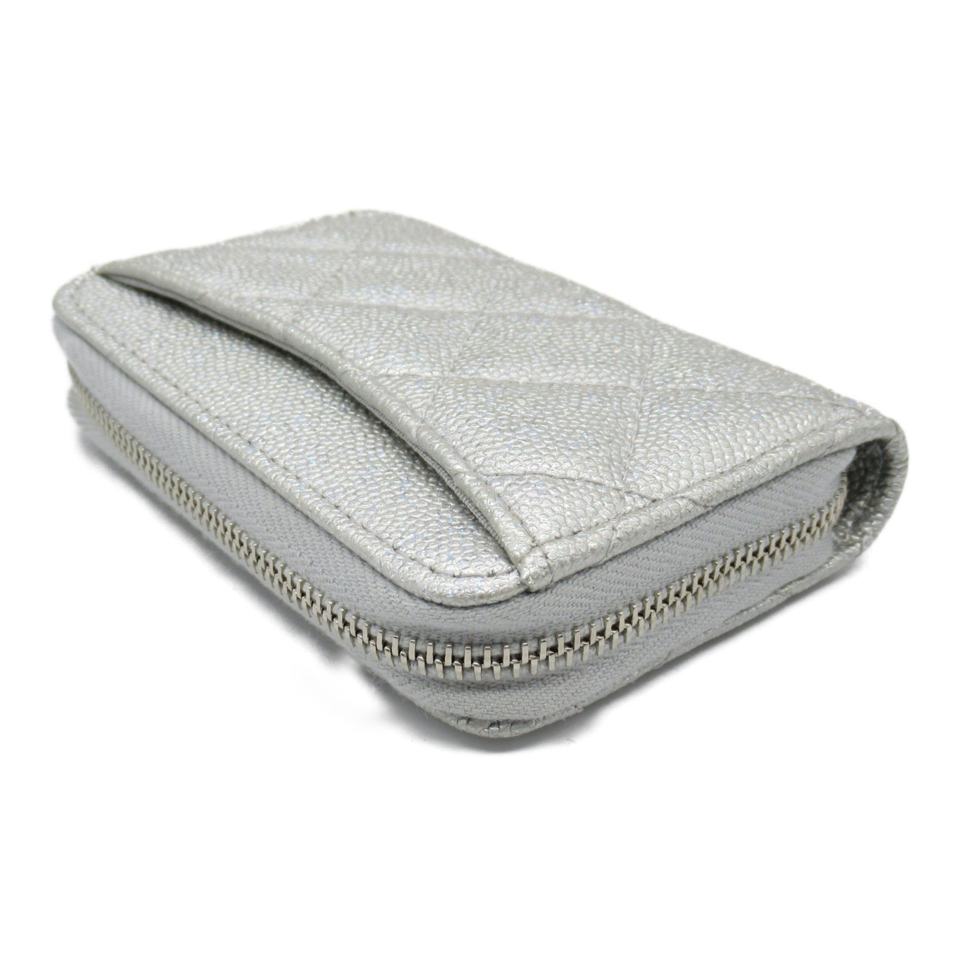 Chanel -, Silver, Leather, wallet