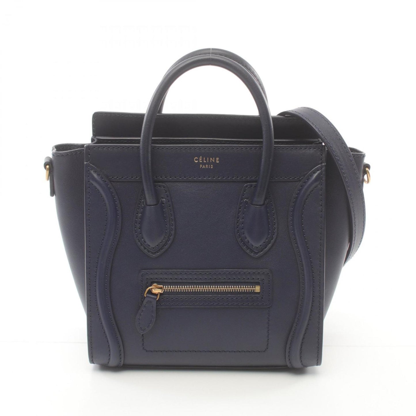 Céline Luggage, Navy, Leather, handbag