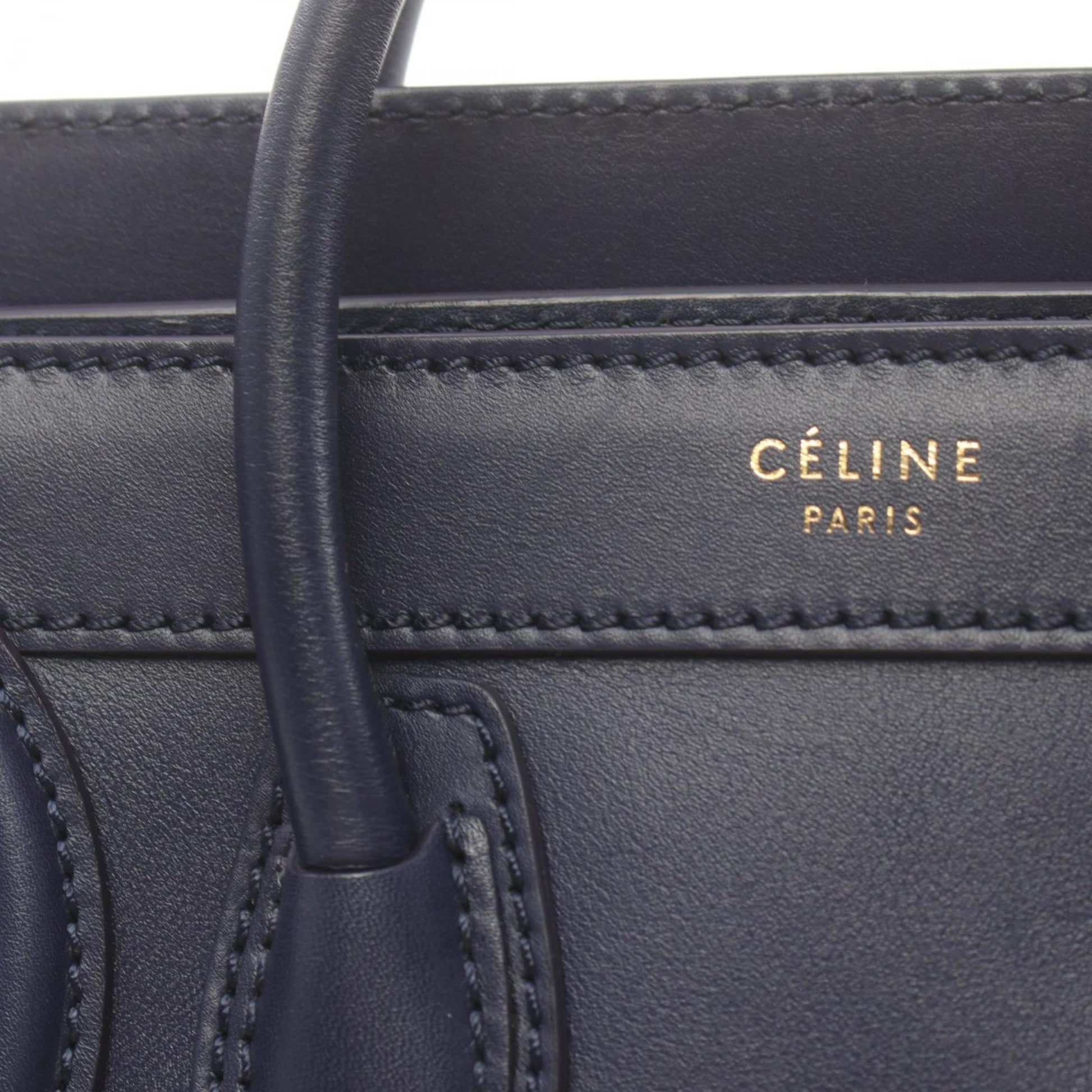 Céline Luggage, Navy, Leather, handbag