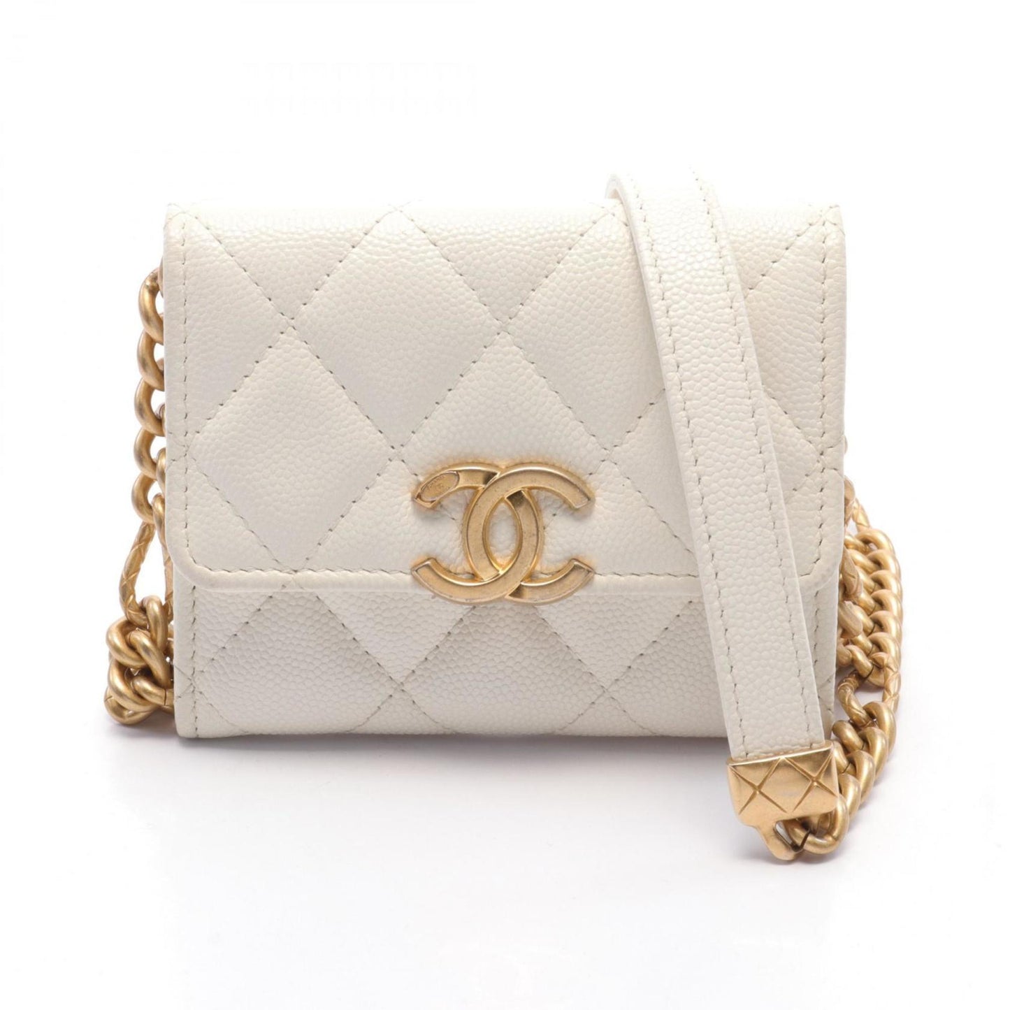 Chanel Coco Mark, White, Leather, shoulder