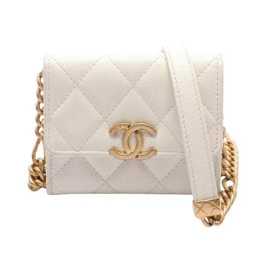 Chanel Coco Mark, White, Leather, shoulder