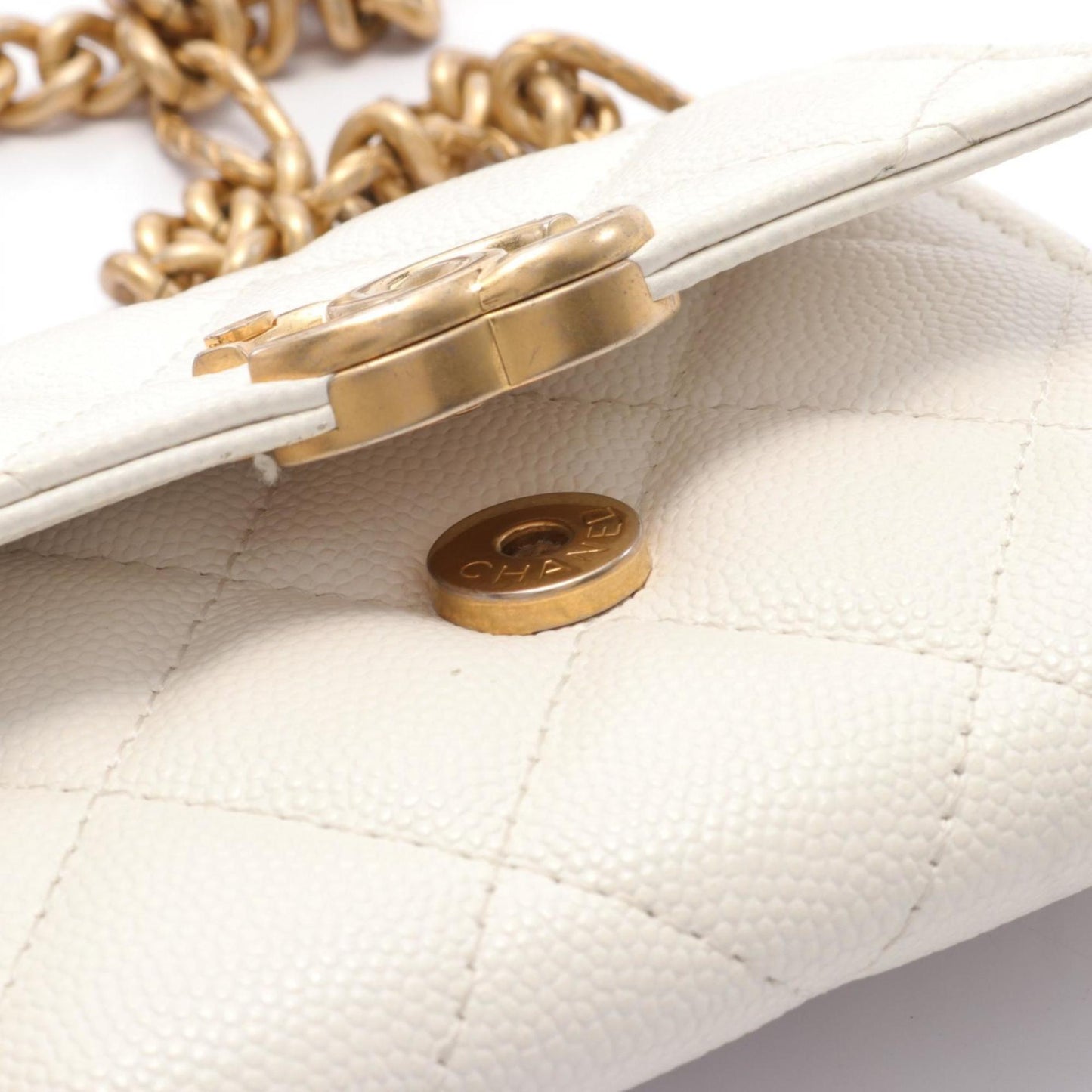 Chanel Coco Mark, White, Leather, shoulder