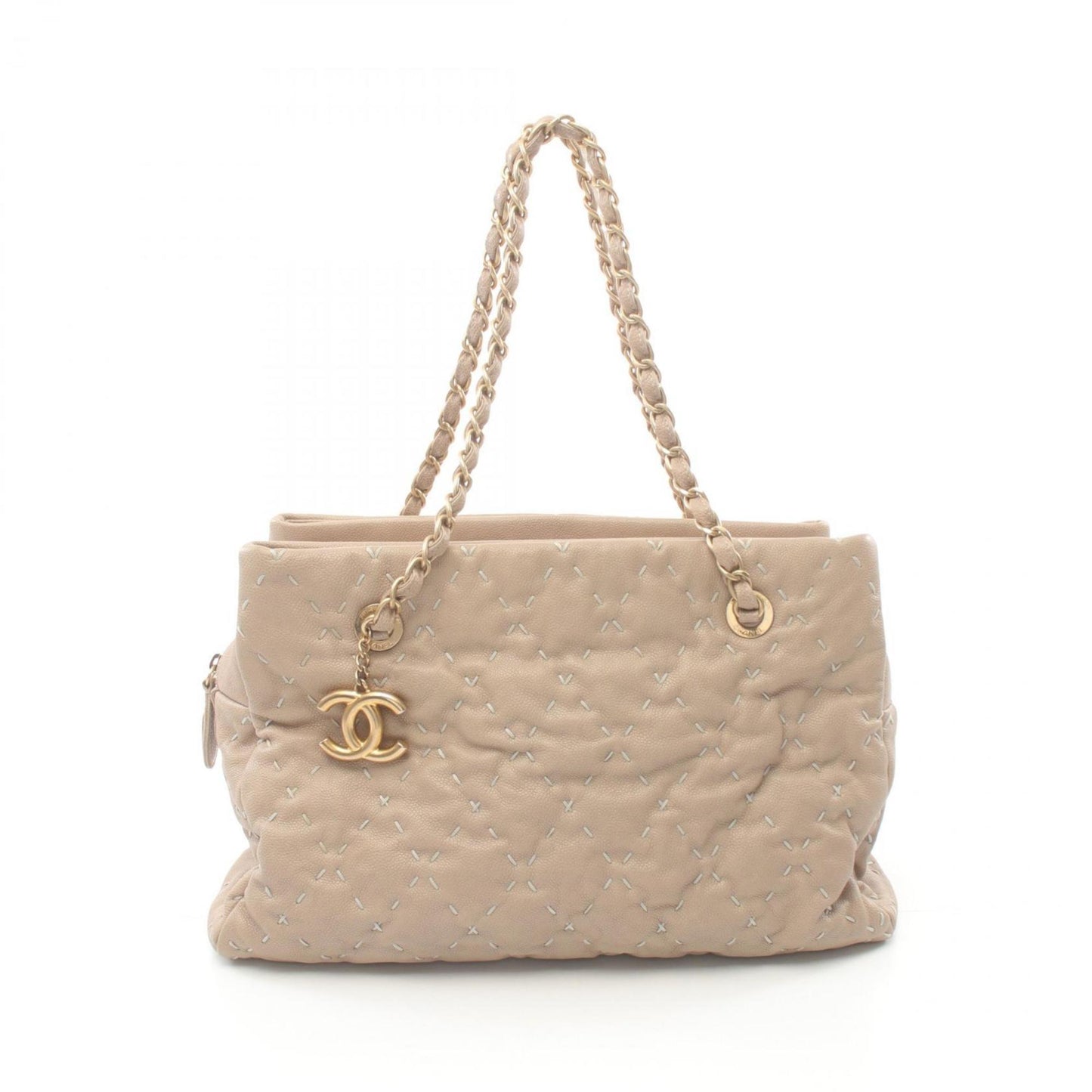 Chanel Mademoiselle, Beige, Leather, shoulder