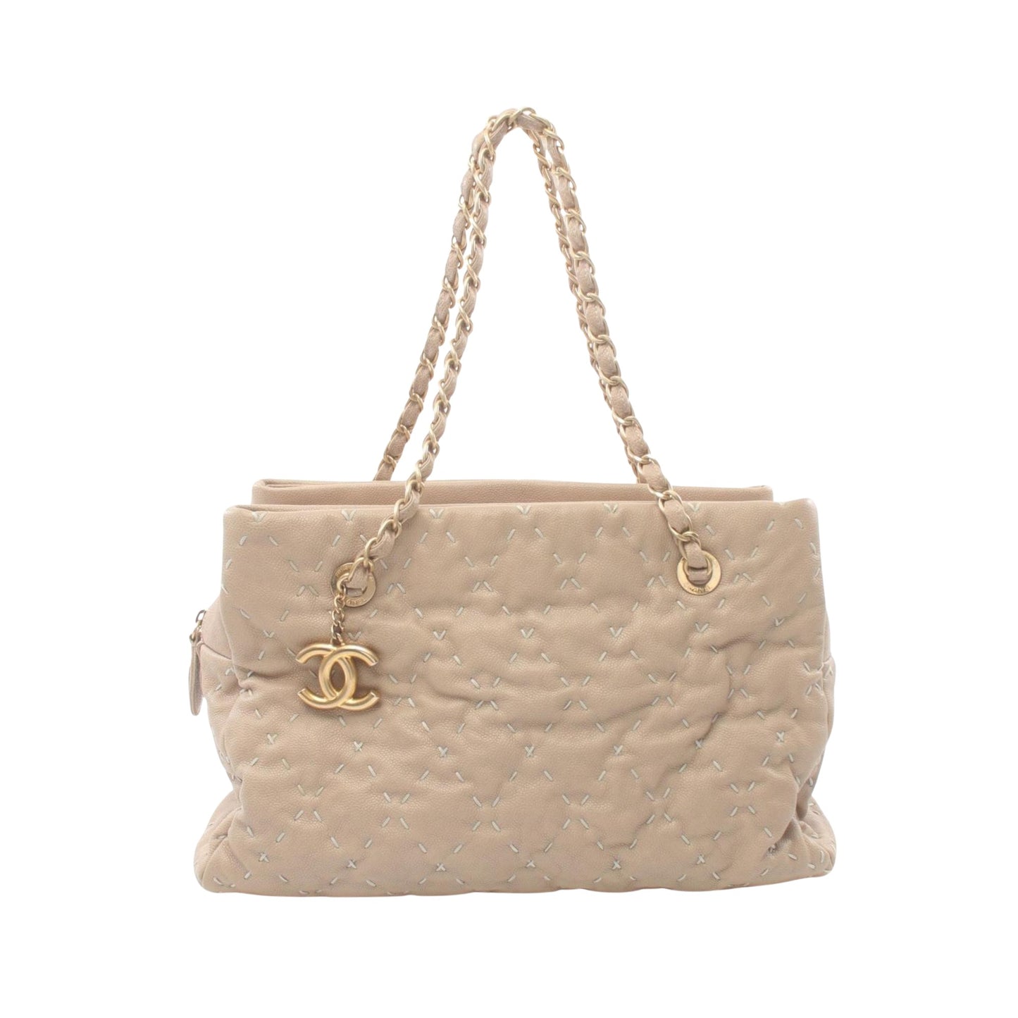 Chanel Mademoiselle, Beige, Leather, shoulder