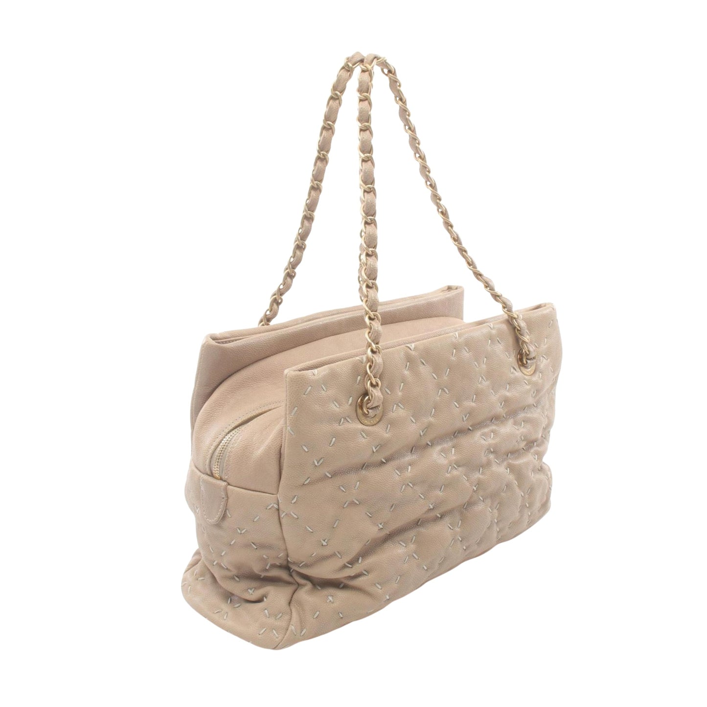 Chanel Mademoiselle, Beige, Leather, shoulder