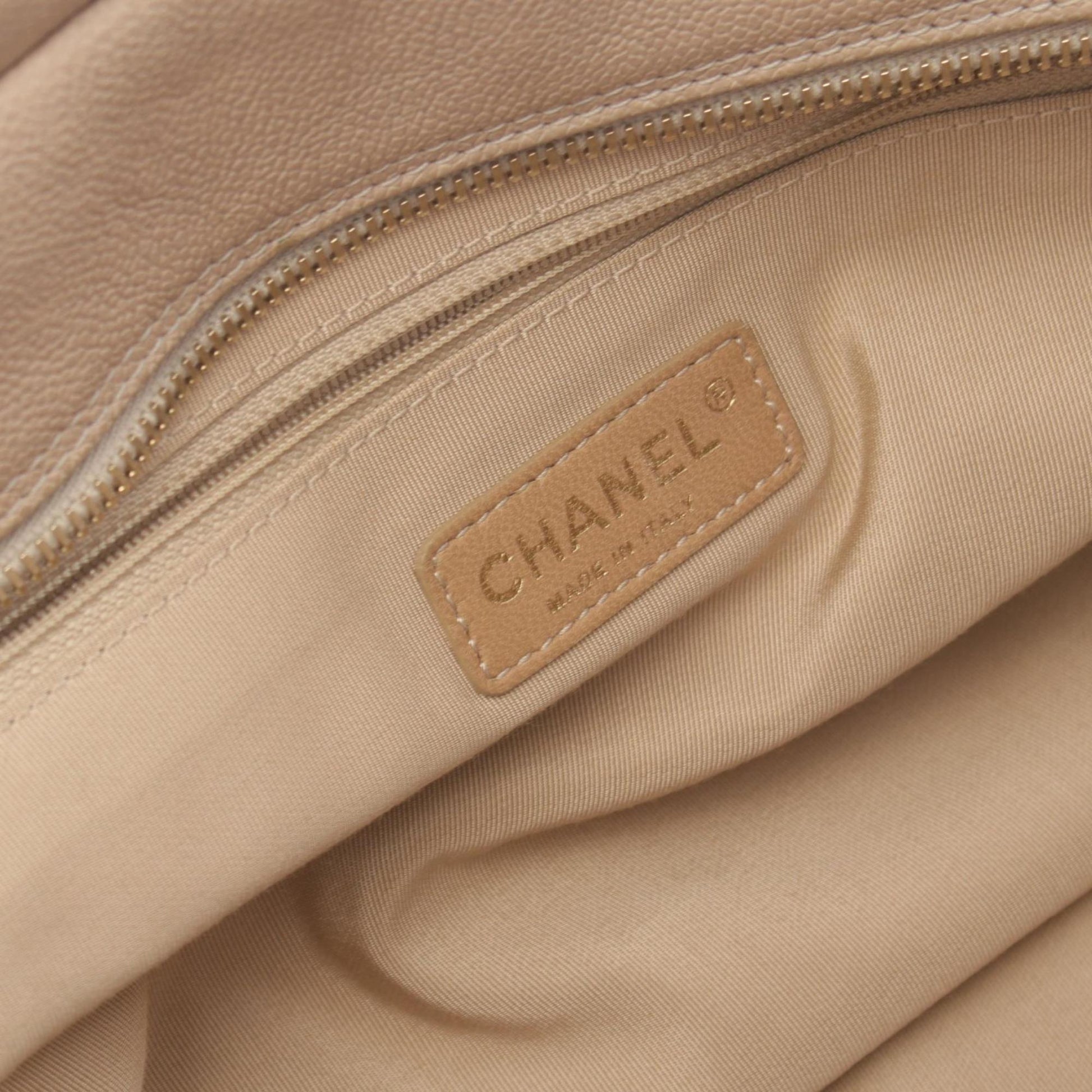 Chanel Mademoiselle, Beige, Leather, shoulder