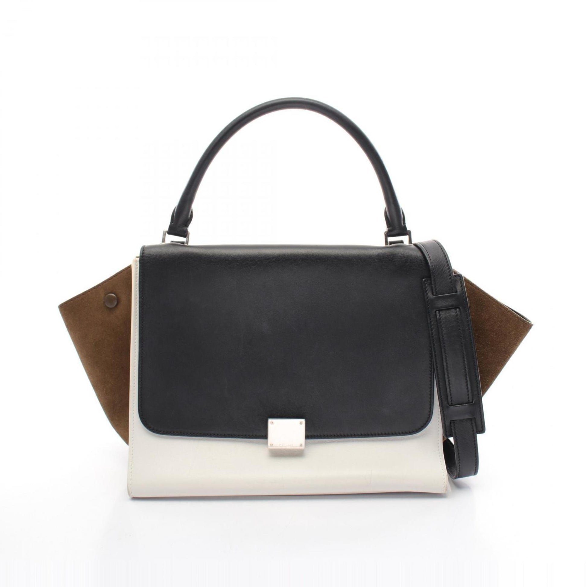 Céline Trapèze, Black, Leather, handbag