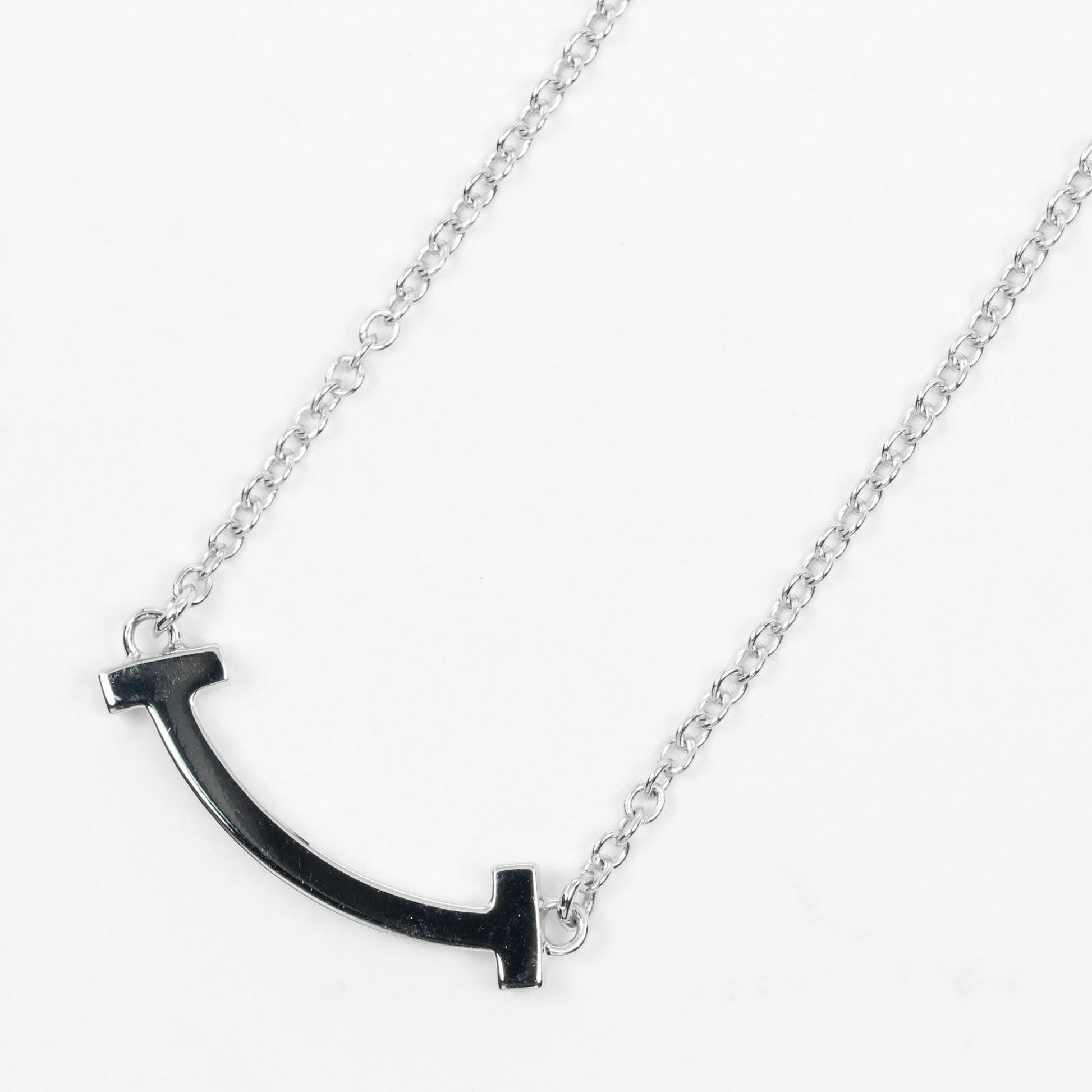 Tiffany & Co T Smile, Silver, White Gold, necklace