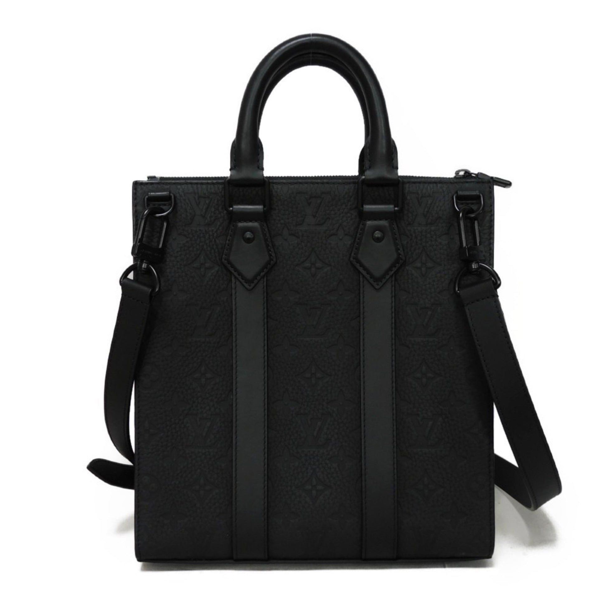 Louis Vuitton Sac Plat, Black, Leather, tote