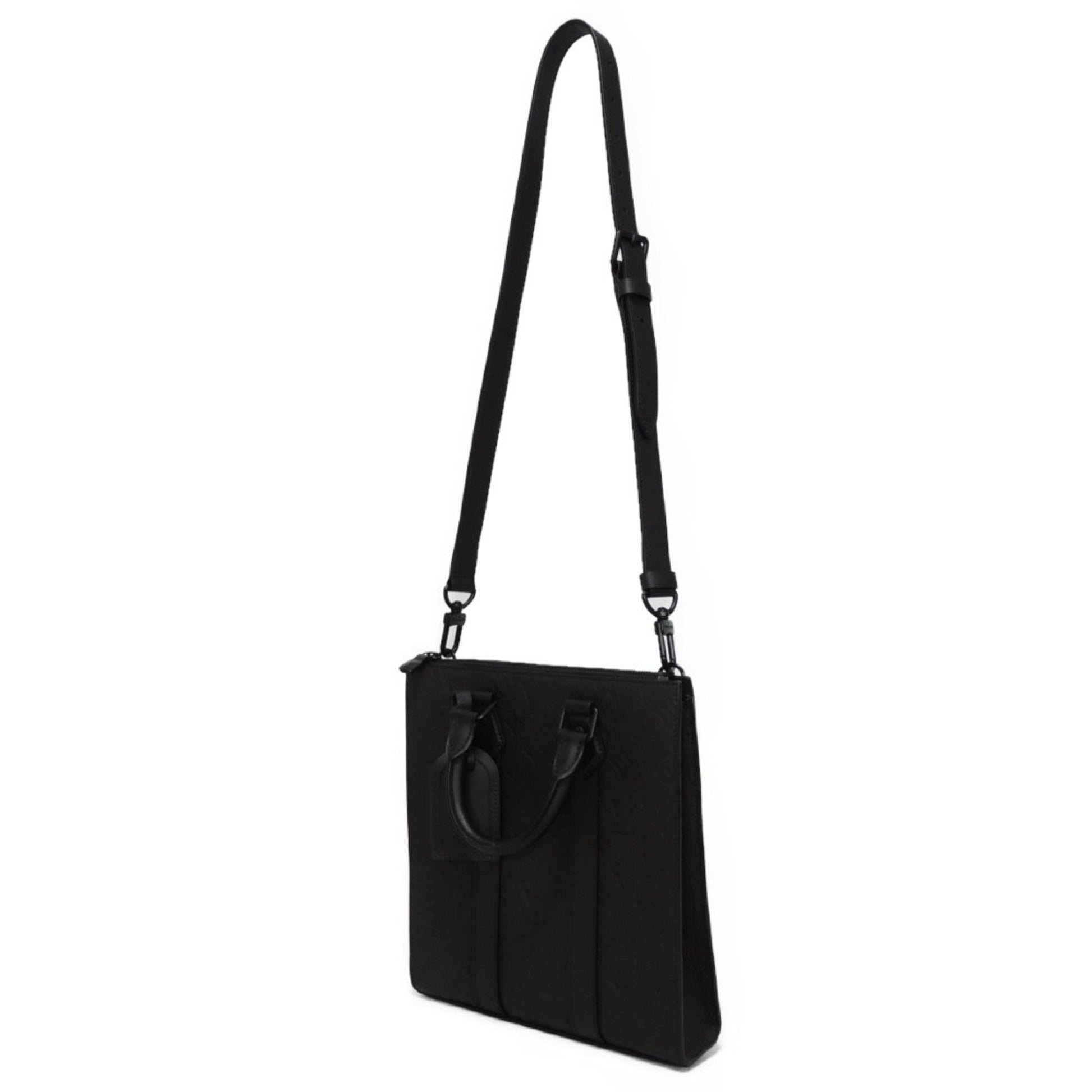 Louis Vuitton Sac Plat, Black, Leather, tote