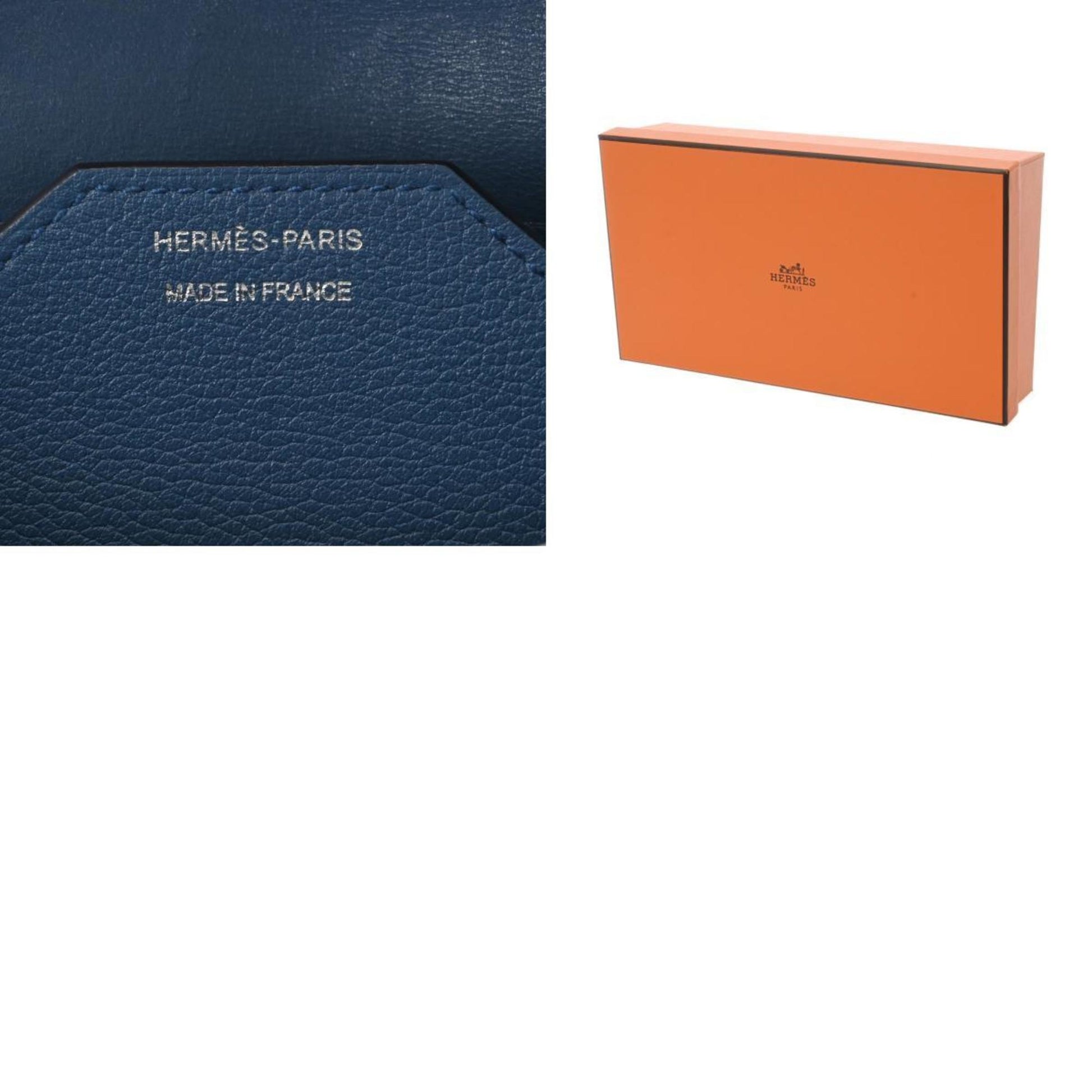 Hermès Passant, Blue, Leather, wallet