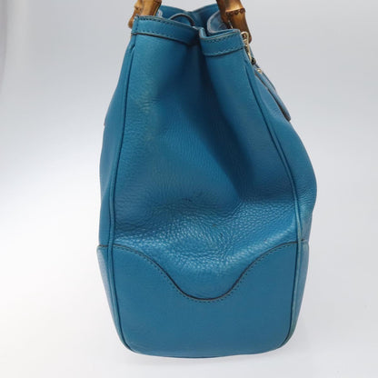 Gucci Bamboo, Blue, Leather, handbag