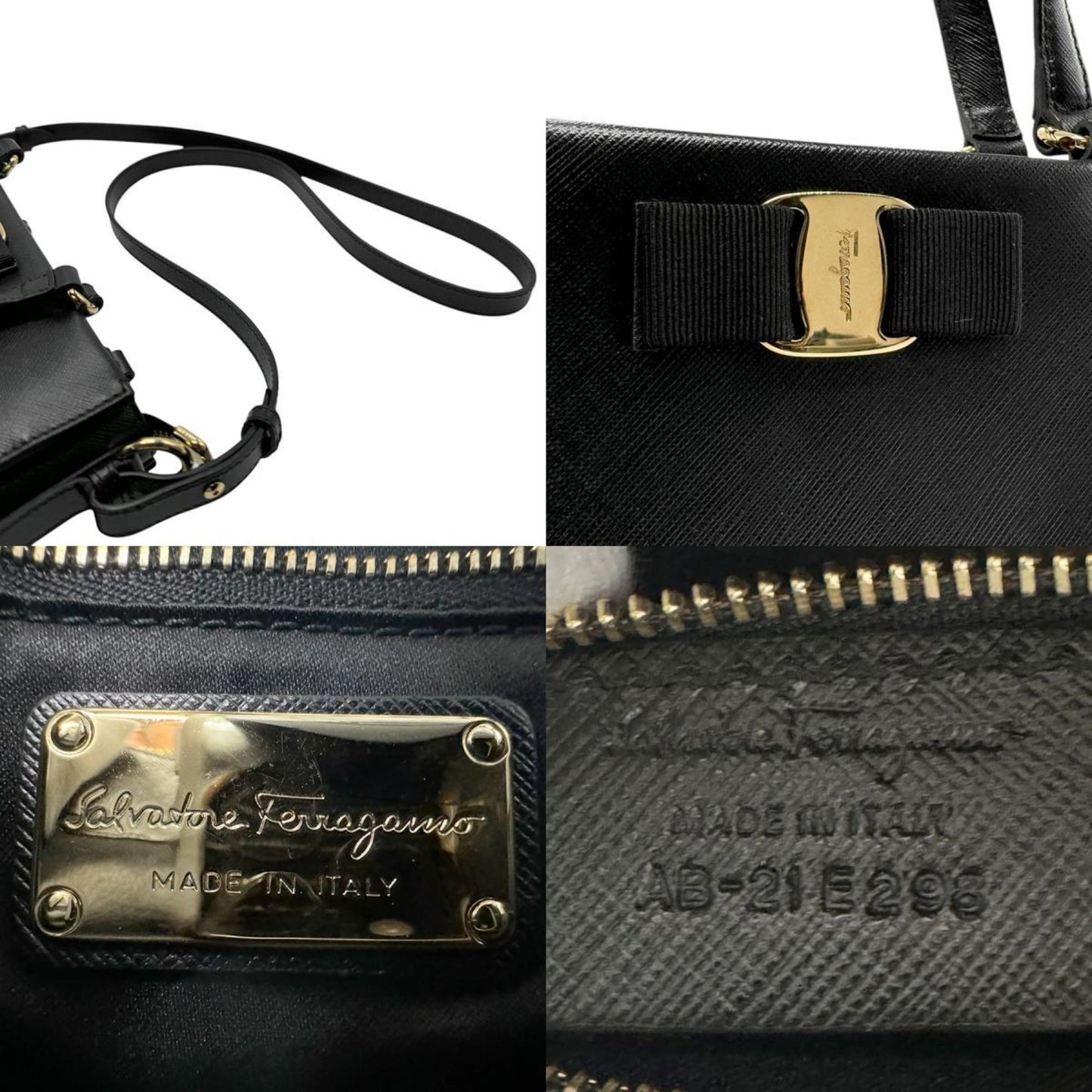 Salvatore Ferragamo Tracy, Black, Leather, handbag