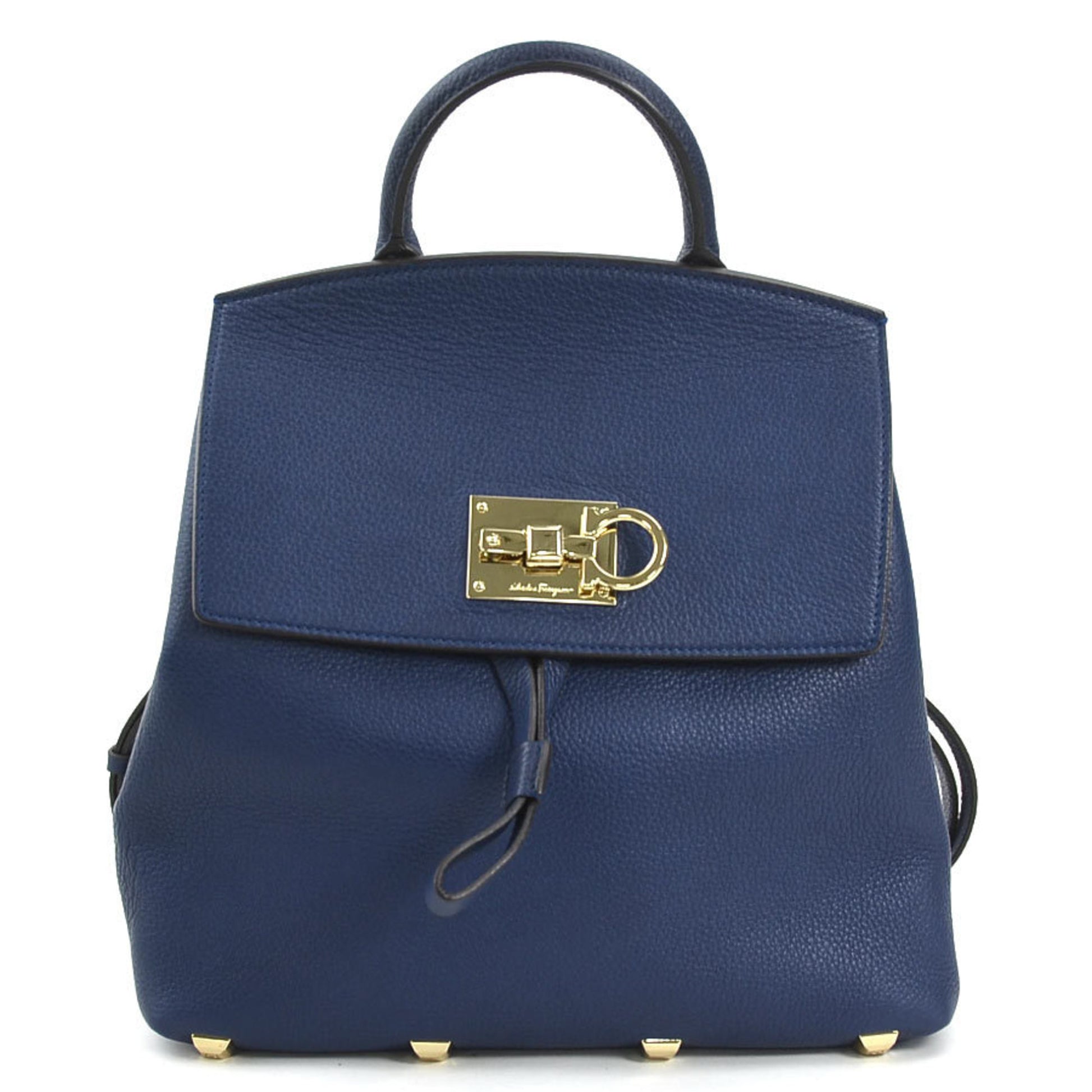 Salvatore Ferragamo, Navy, Leather, backpack