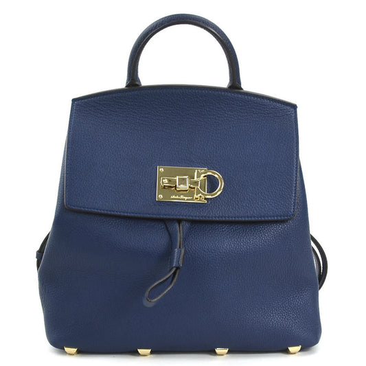 Salvatore Ferragamo, Navy, Leather, backpack