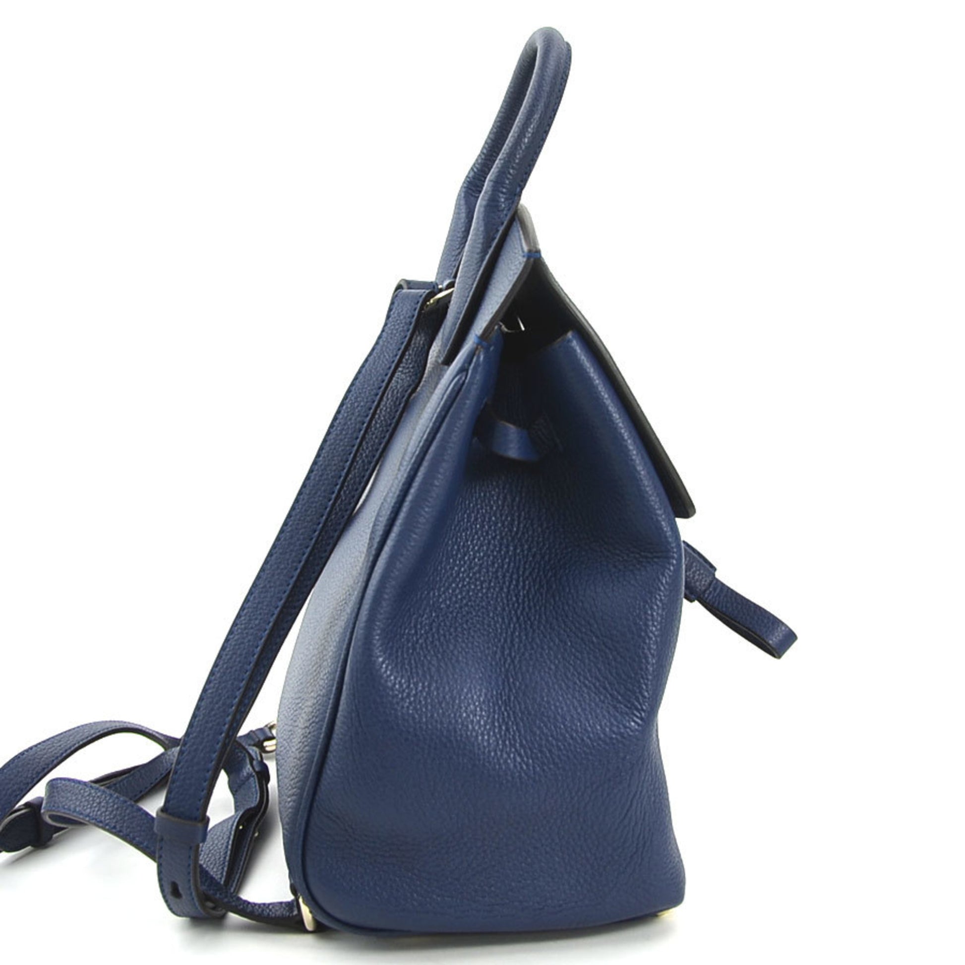 Salvatore Ferragamo, Navy, Leather, backpack