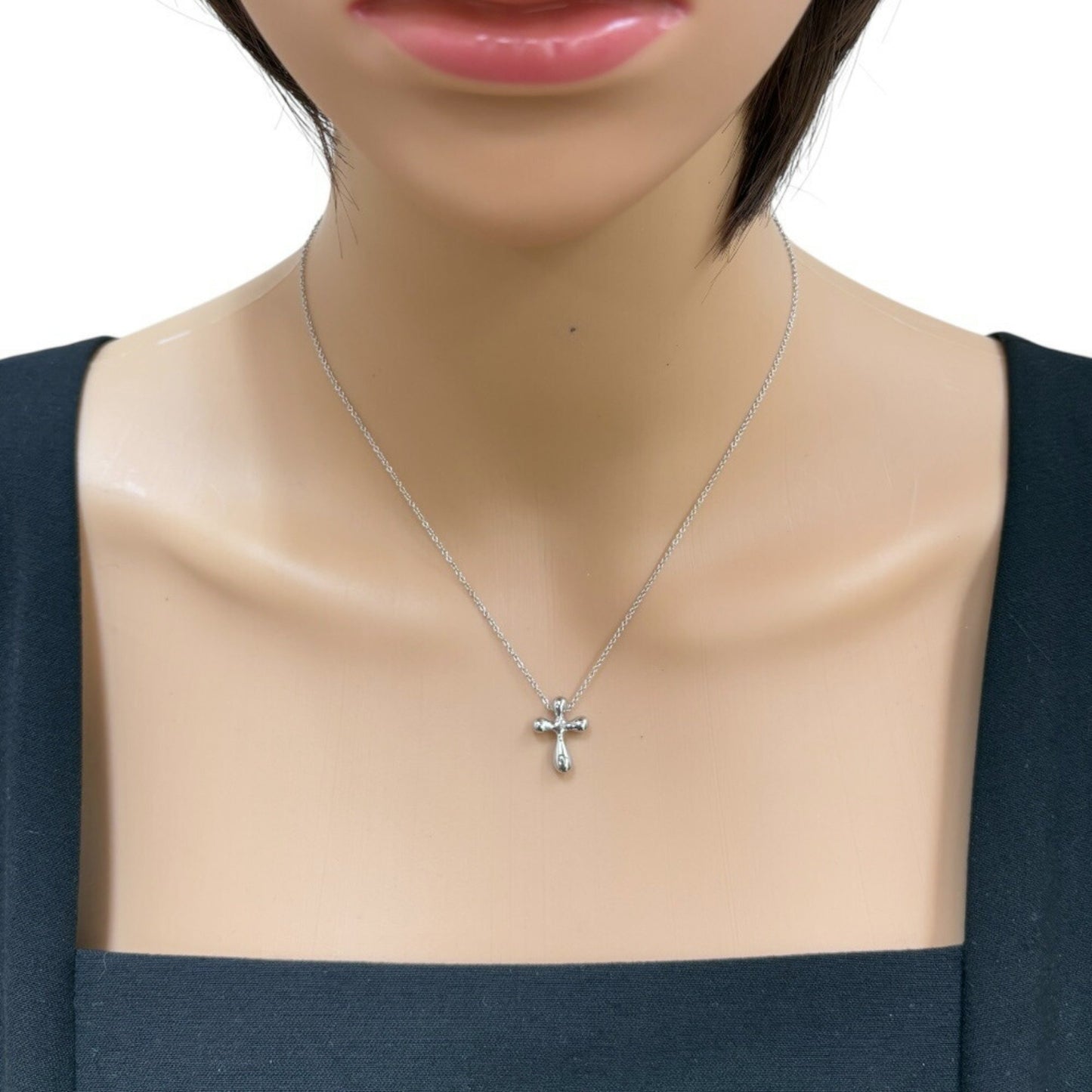 Tiffany & Co Croix, Silver, Platinum, necklace