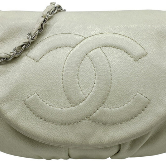 Chanel Logo CC, Ecru, Leather, shoulder