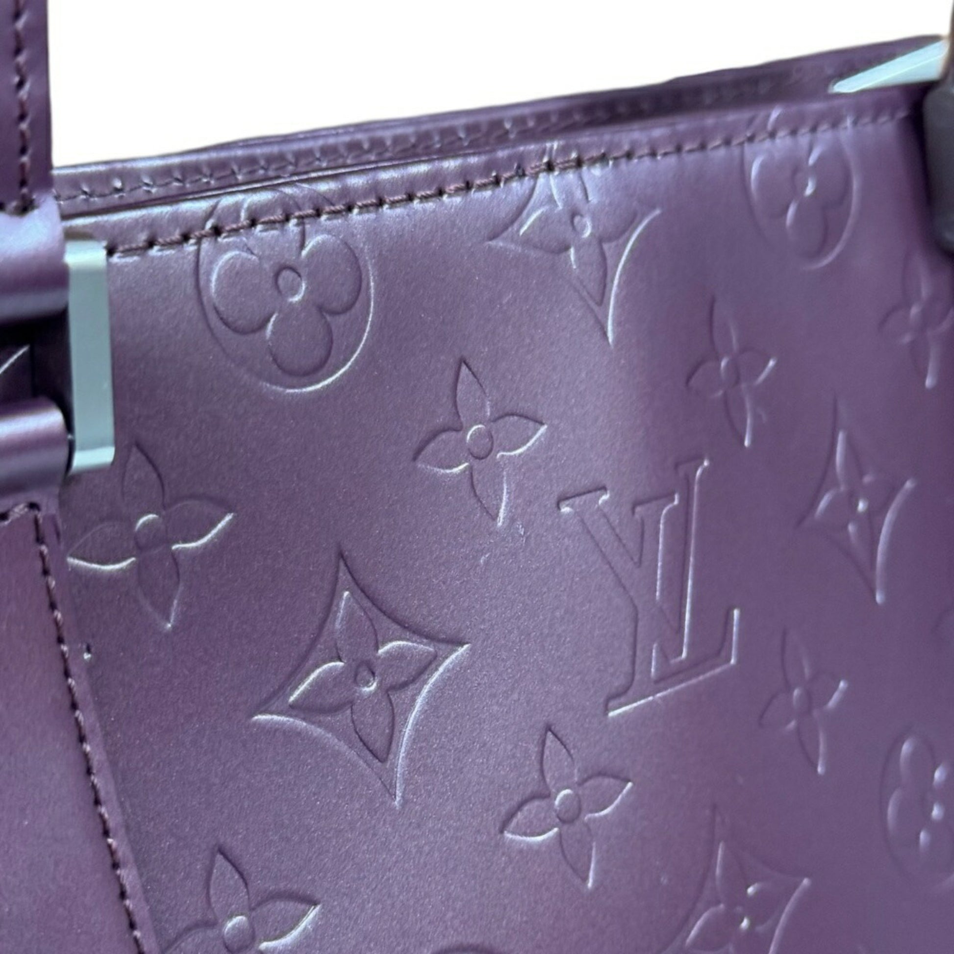 Louis Vuitton Stockton, Purple, Leather, tote