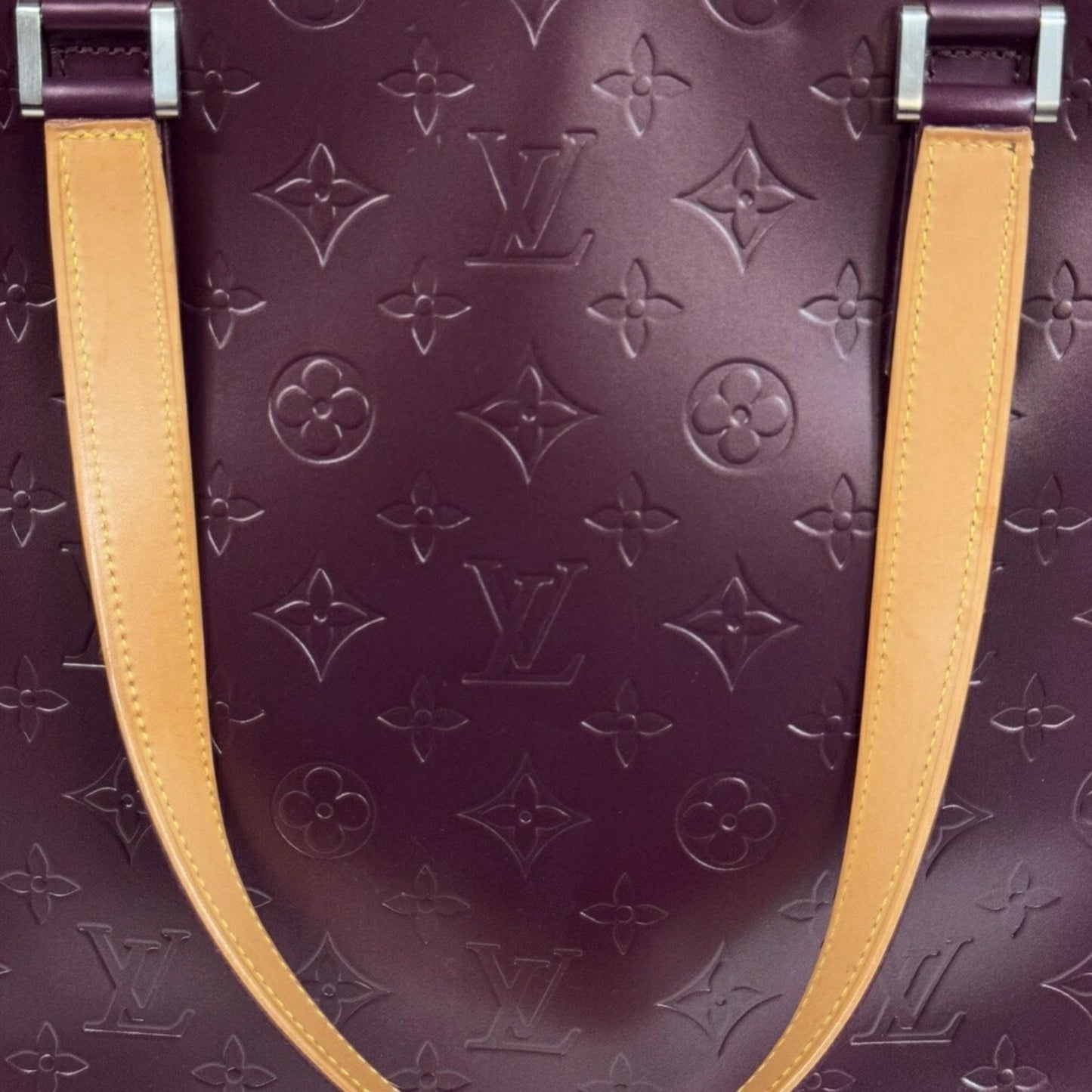 Louis Vuitton Stockton, Purple, Leather, tote