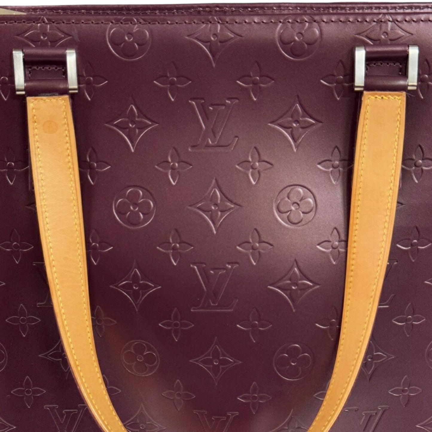 Louis Vuitton Stockton, Purple, Leather, tote