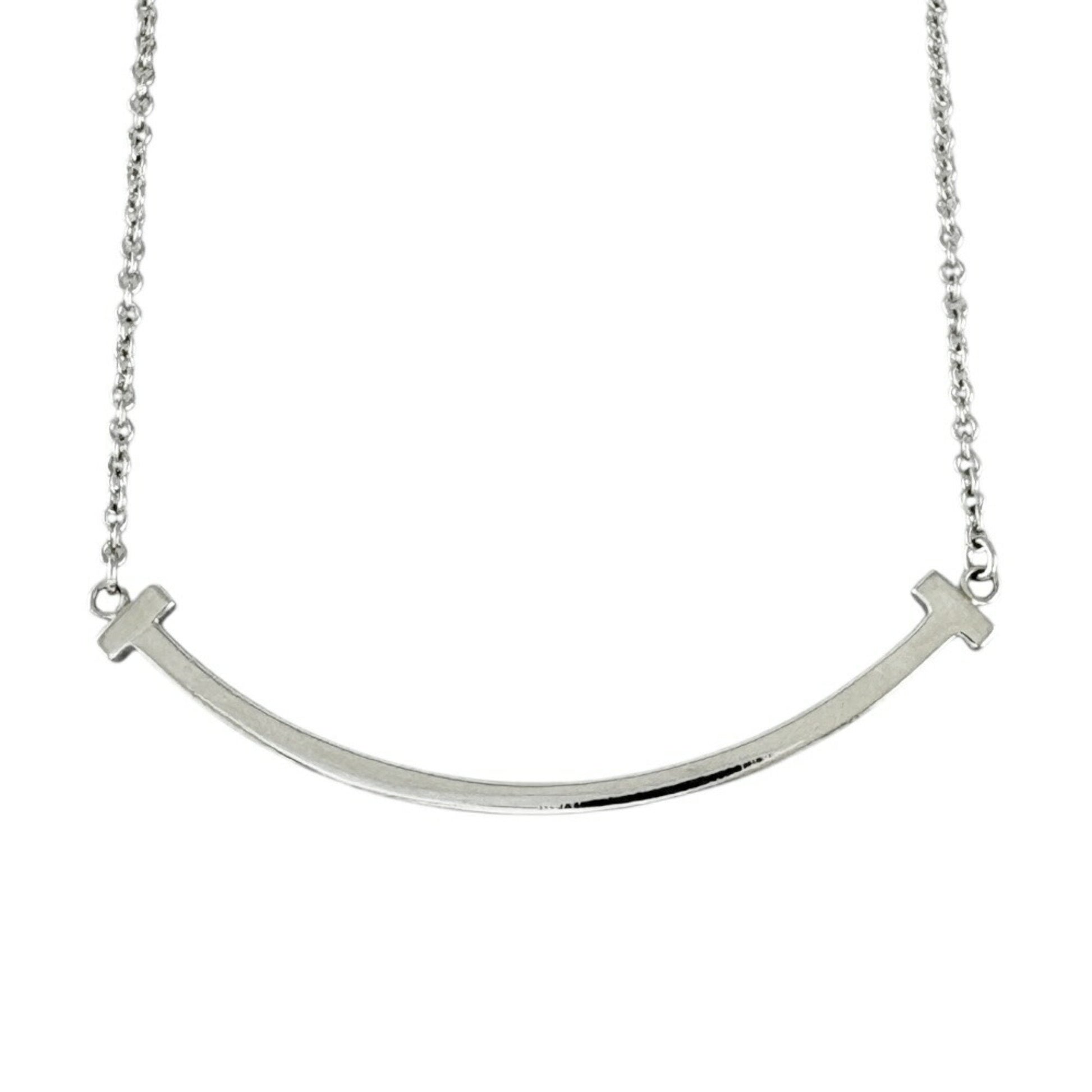 Tiffany & Co T Smile, Silver, White Gold, necklace