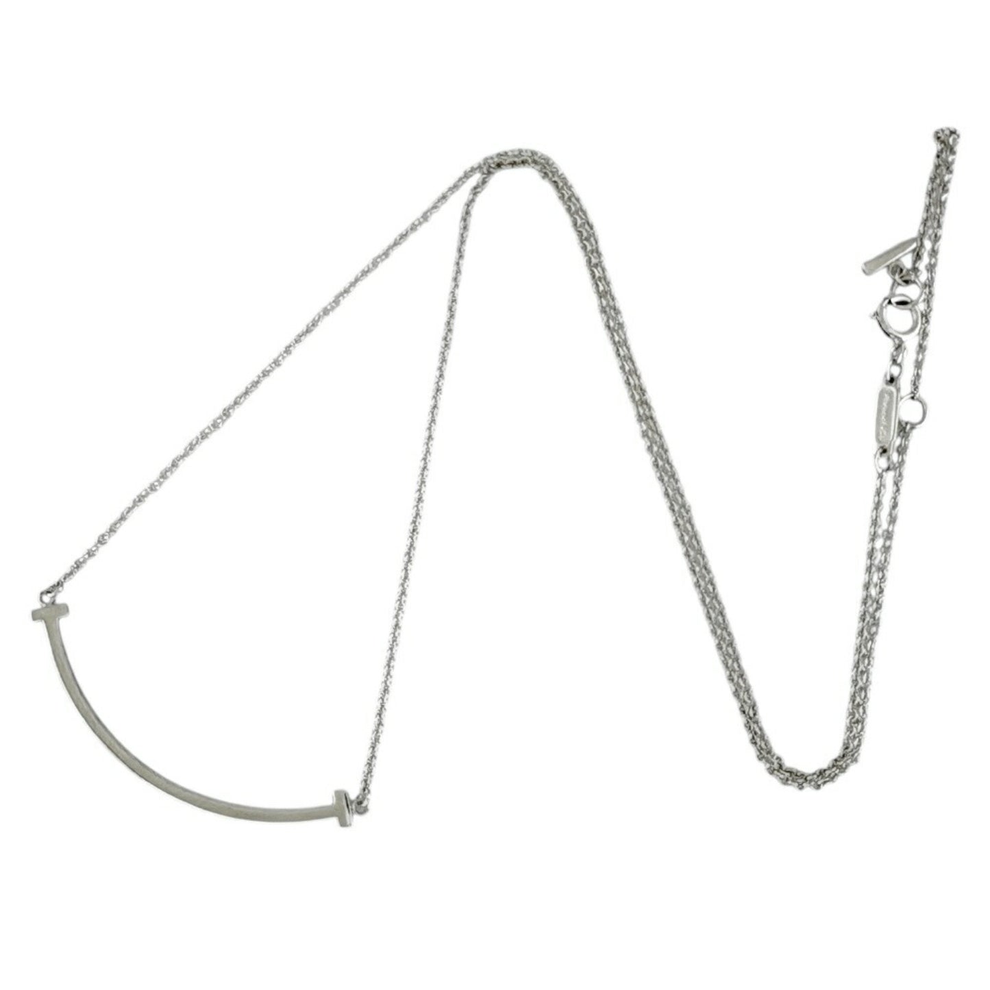 Tiffany & Co T Smile, Silver, White Gold, necklace