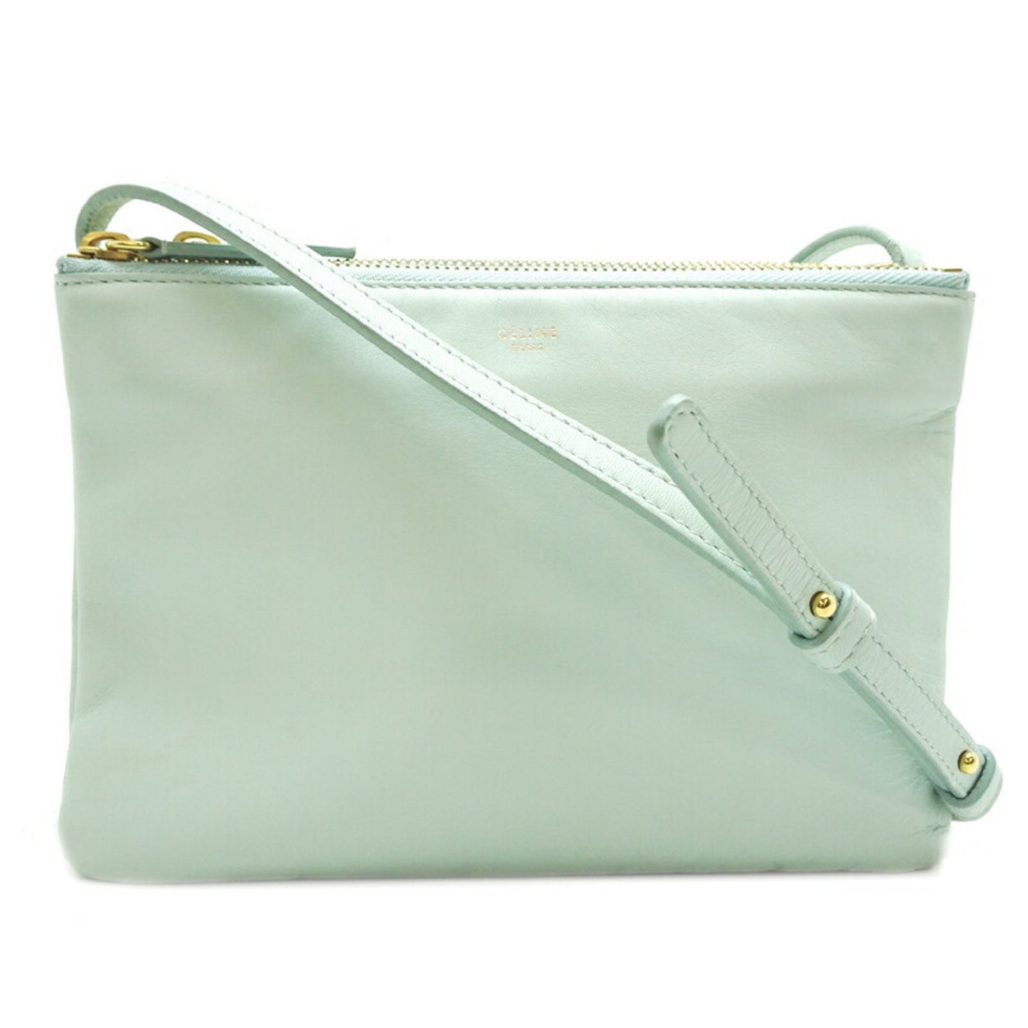 Céline Trio, Green, Leather, shoulder