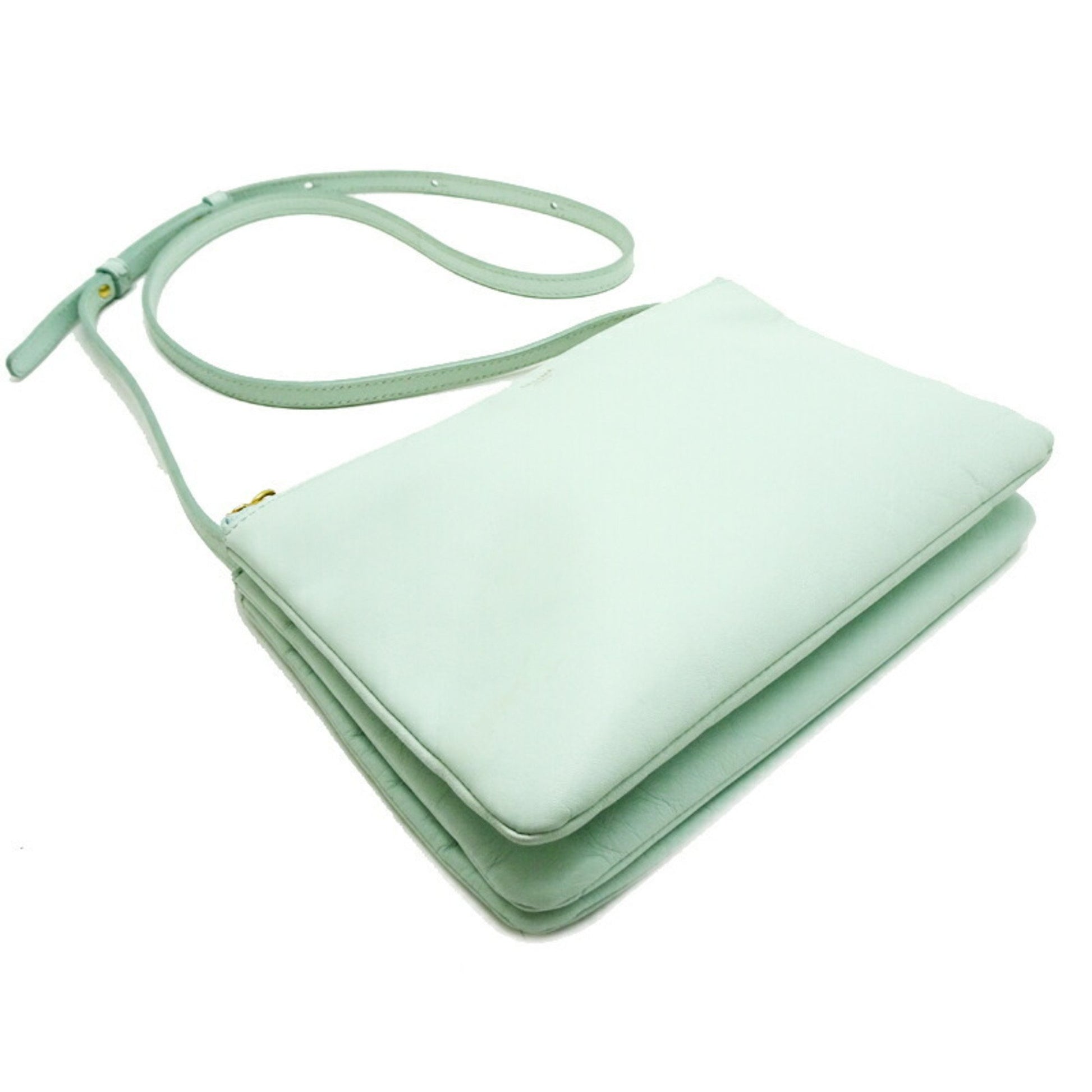 Céline Trio, Green, Leather, shoulder