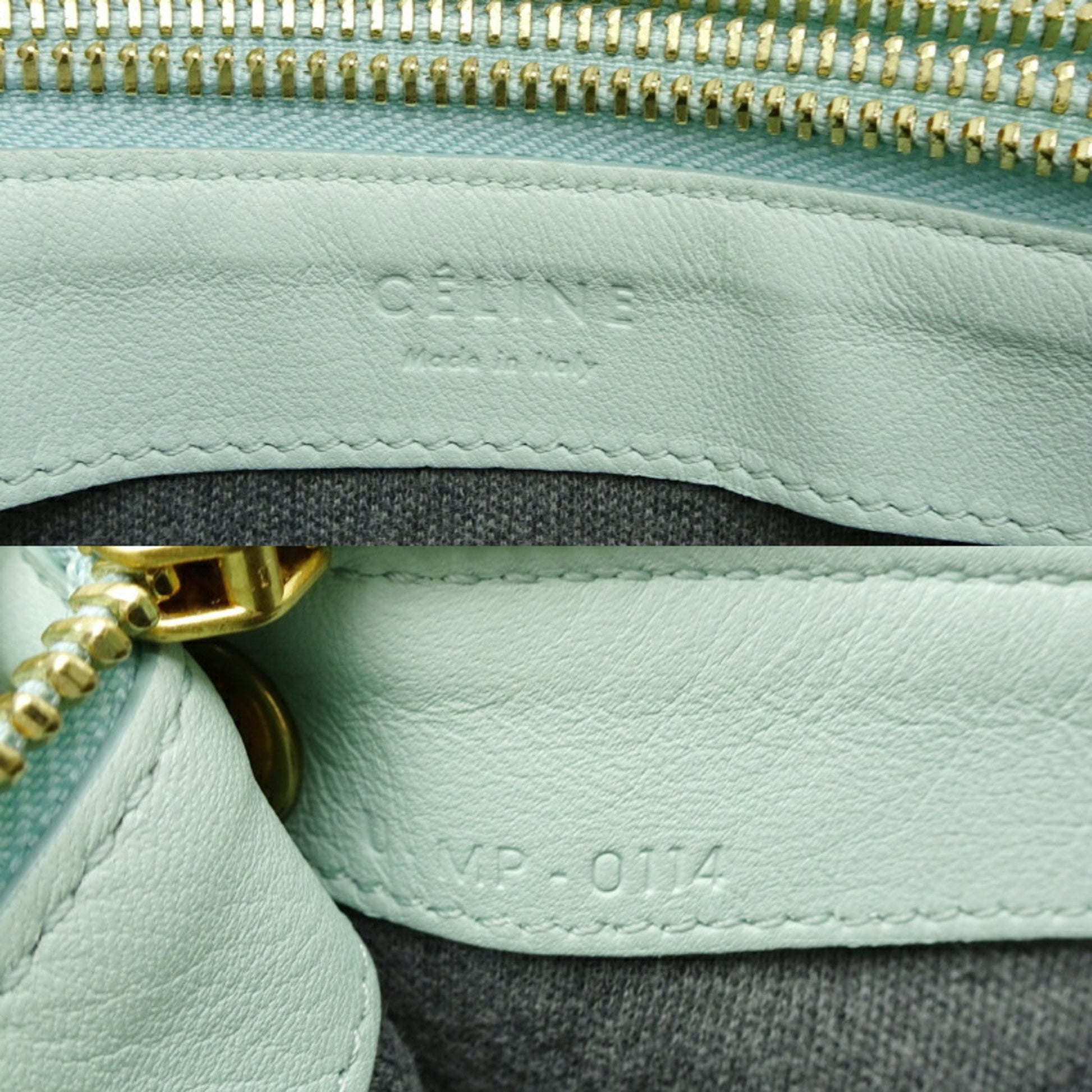 Céline Trio, Green, Leather, shoulder