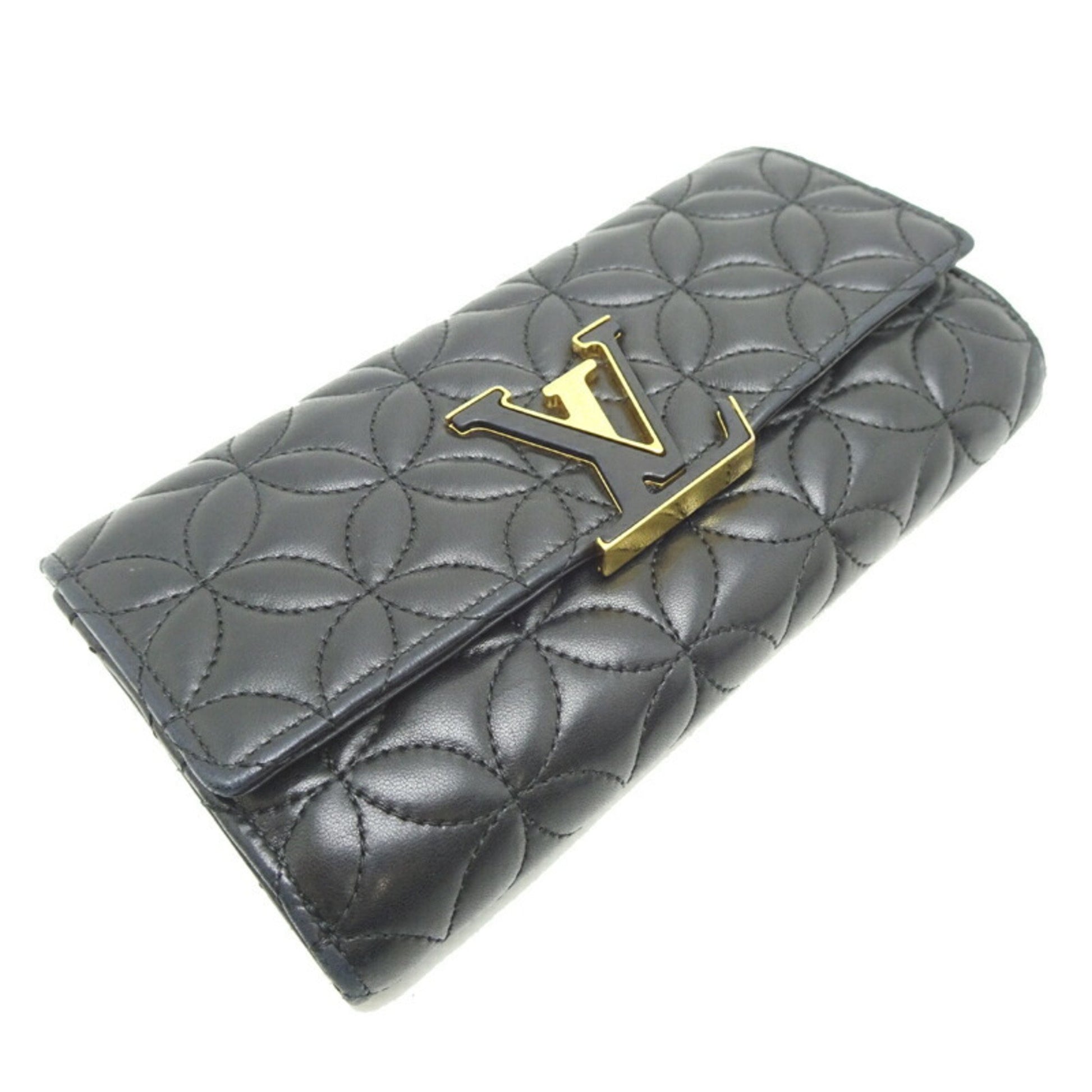 Louis Vuitton Capucines, Black, Leather, wallet