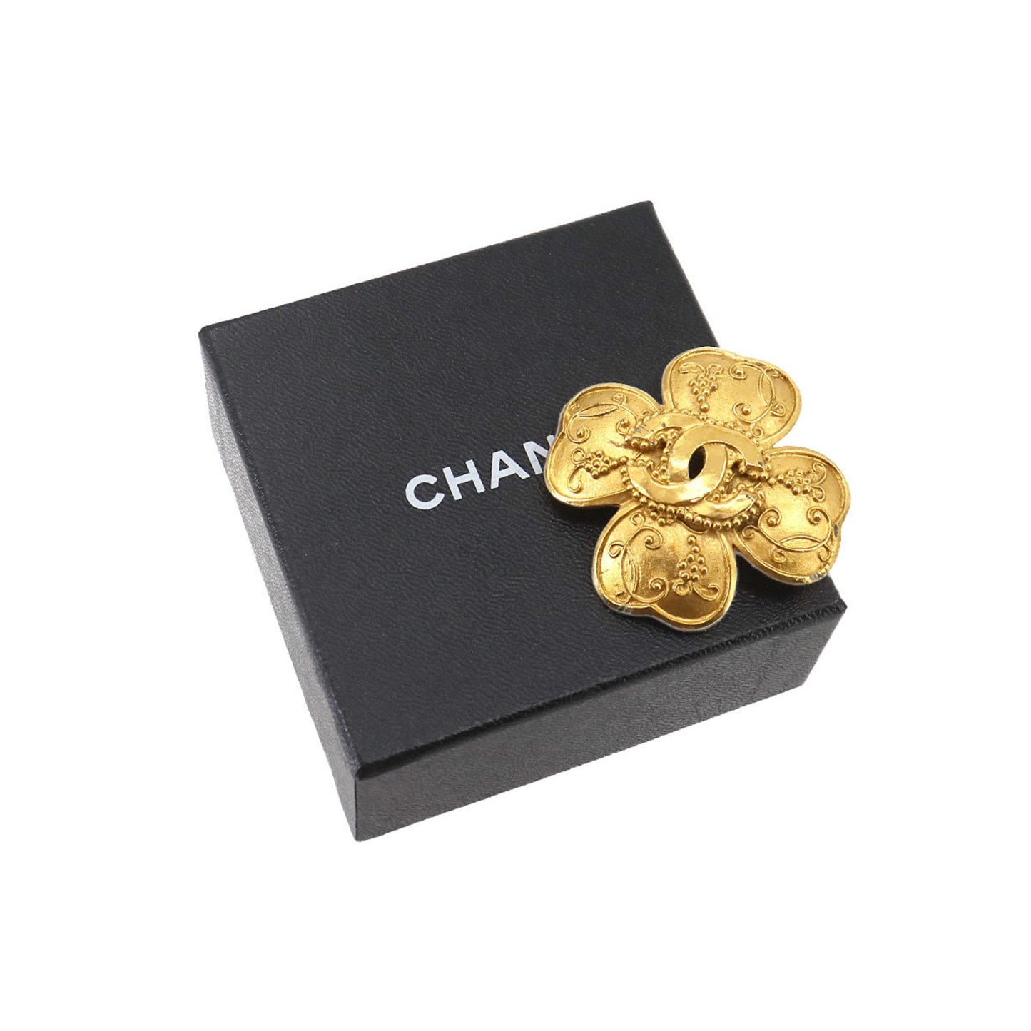 Chanel Clover, Gold, Gold Plated, brooch