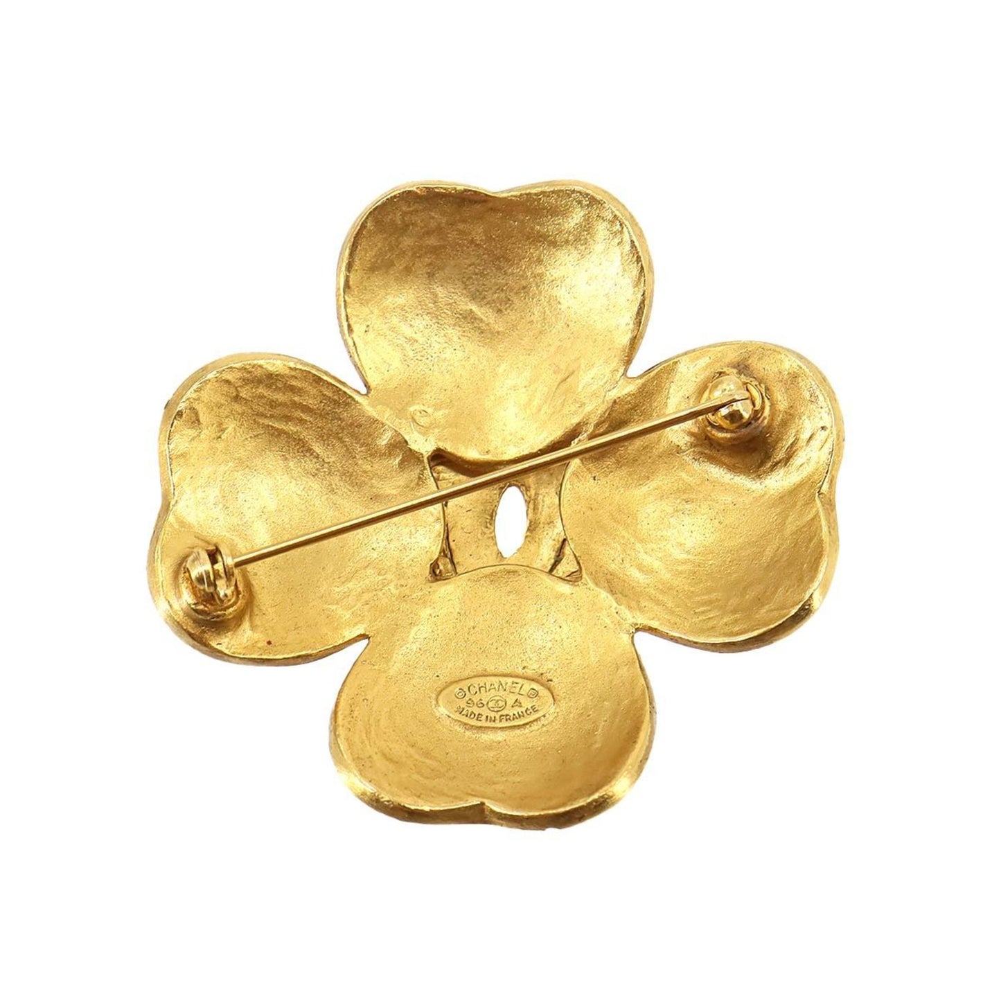 Chanel Clover, Gold, Gold Plated, brooch