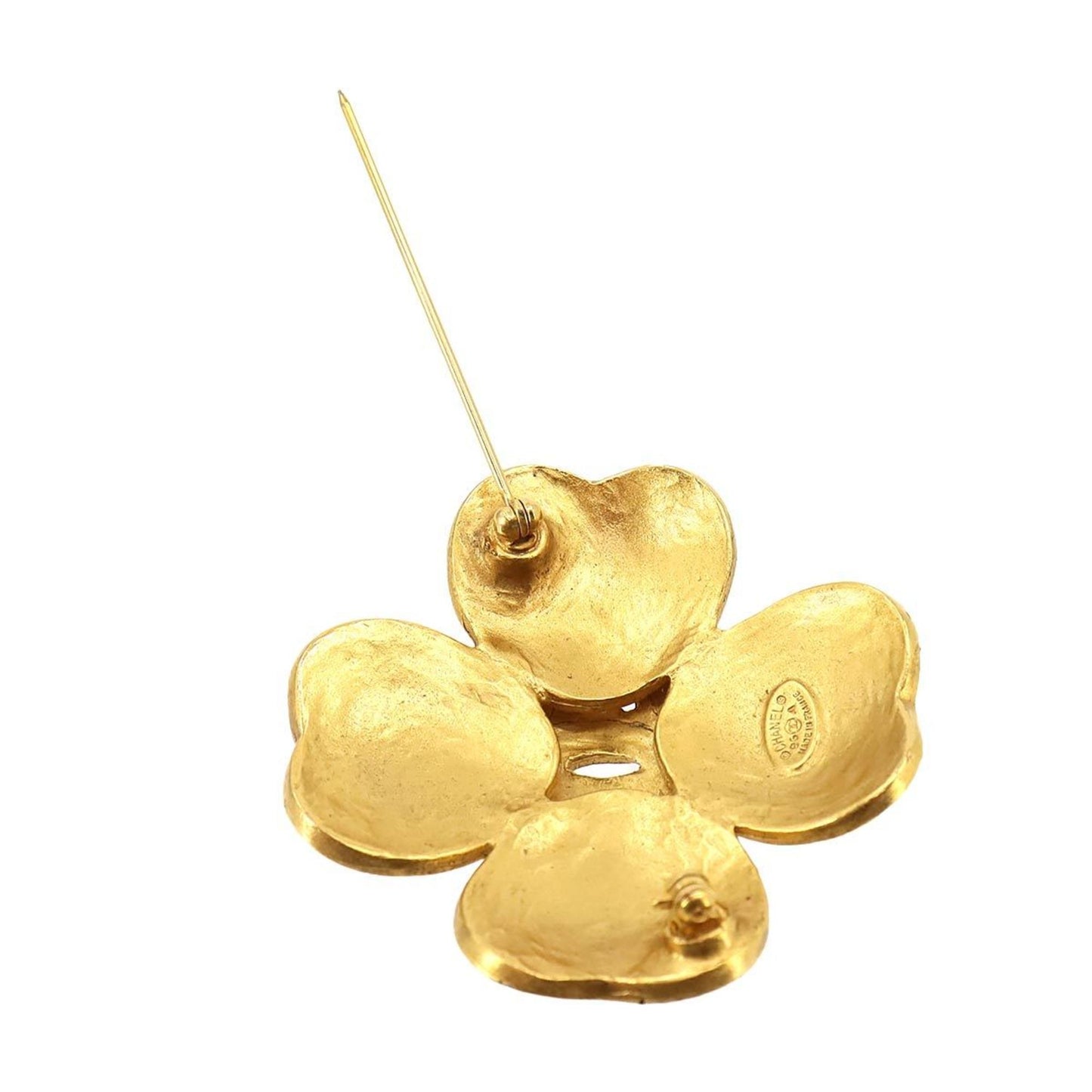 Chanel Clover, Gold, Gold Plated, brooch